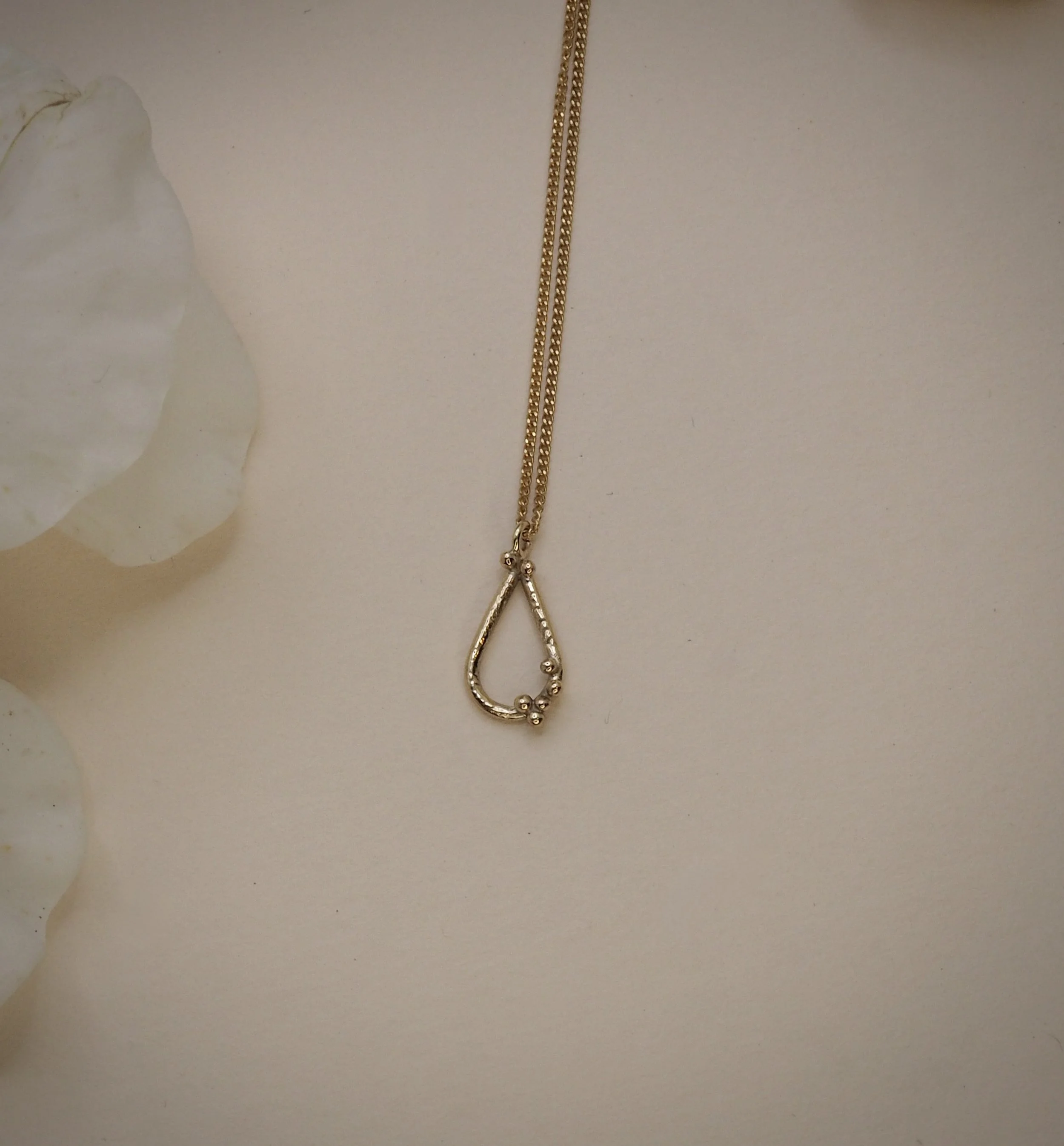 Recycled Gold handcrafted pear pendant one of  a kind