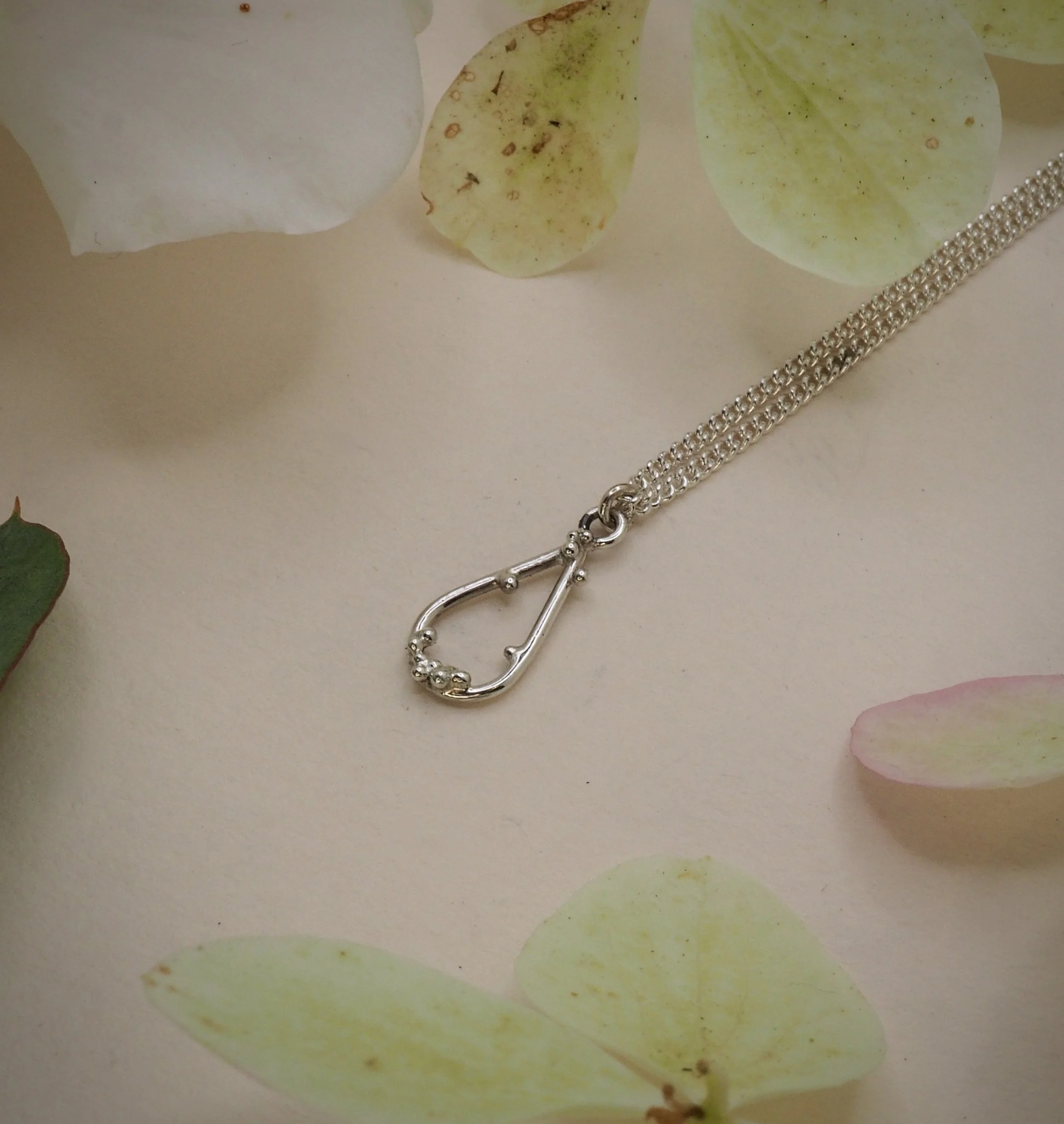 Recycled silver one of a kind pear shaped pendant