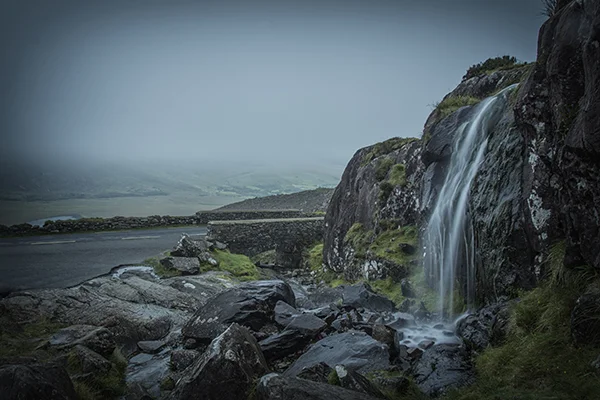 Waterfall at the layby - climb from here to Lough Doon