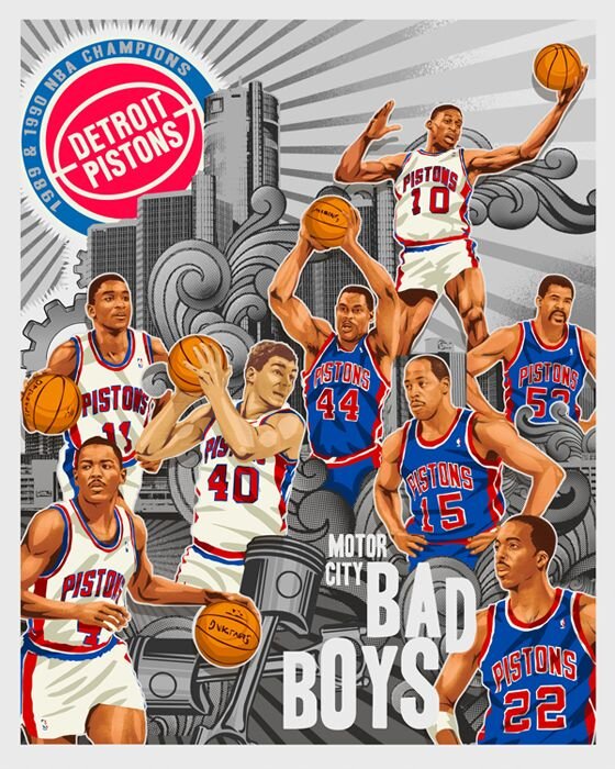 Pistons Vintage Back2Back Shirt Detroit Isiah Rodman Salley Google T's
