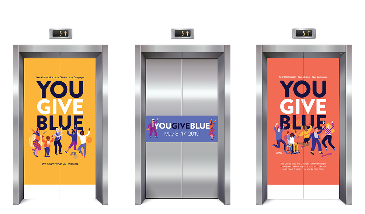 Mockup of elevator clings