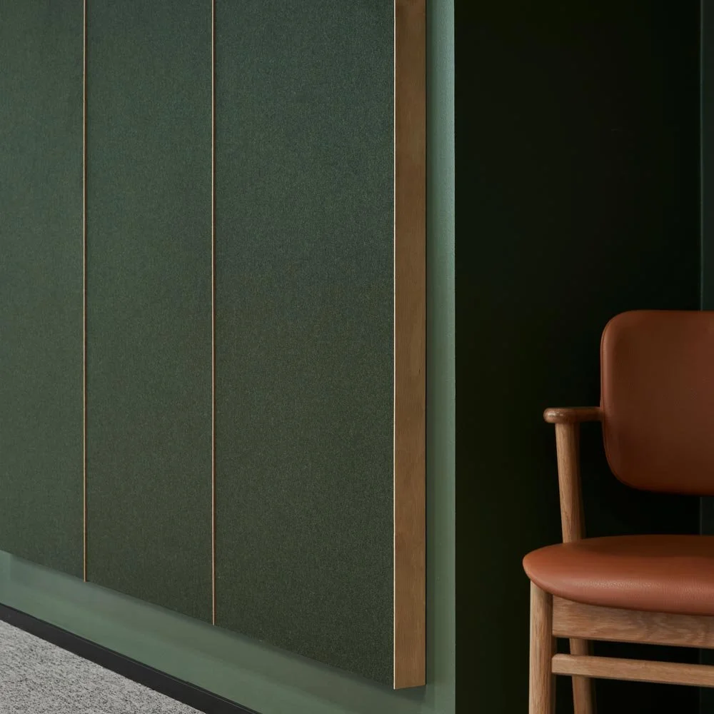 Acoustic green oak wood strip panel