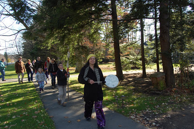 procession down Main Street Stockbridge "Sounding Mohican Pathways" photo: Tammis Coffin