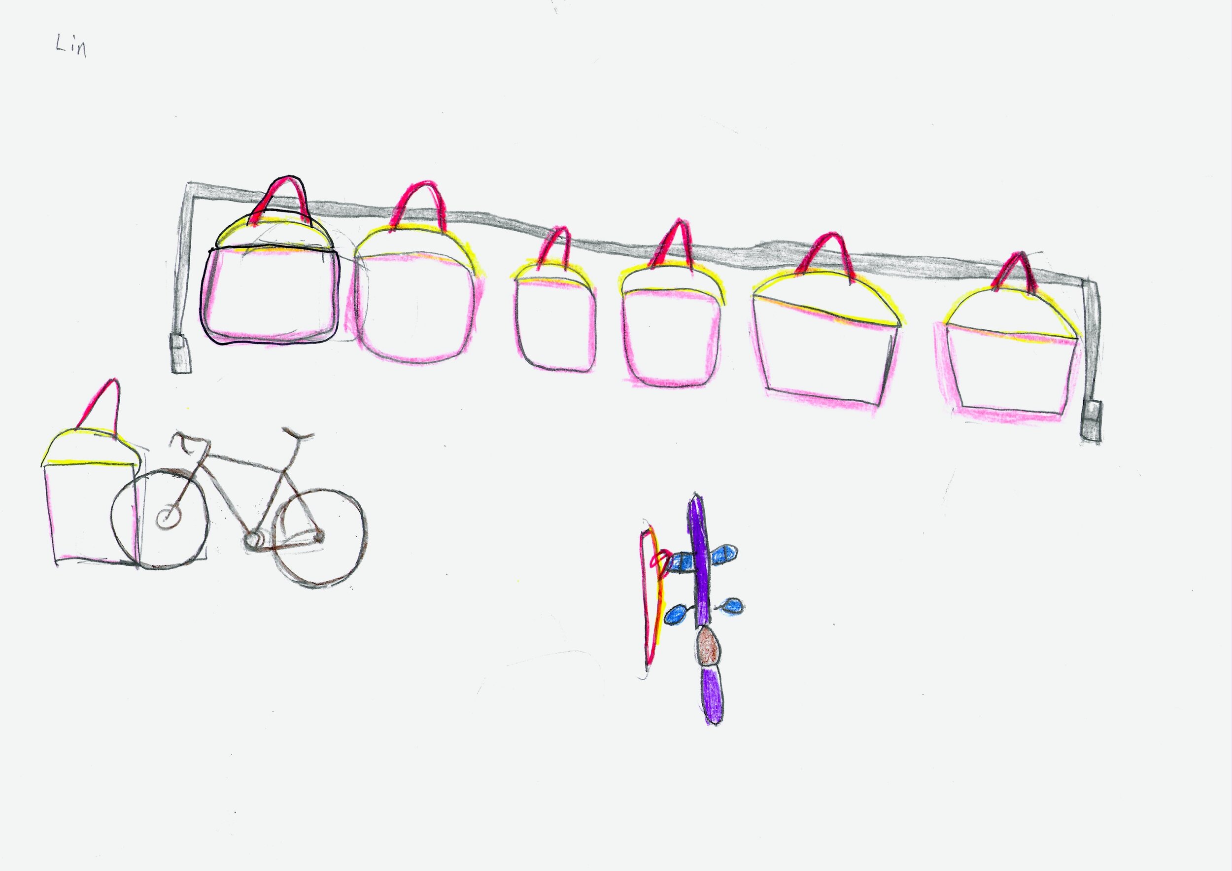 Kid's drawing of cupcake bike rack design