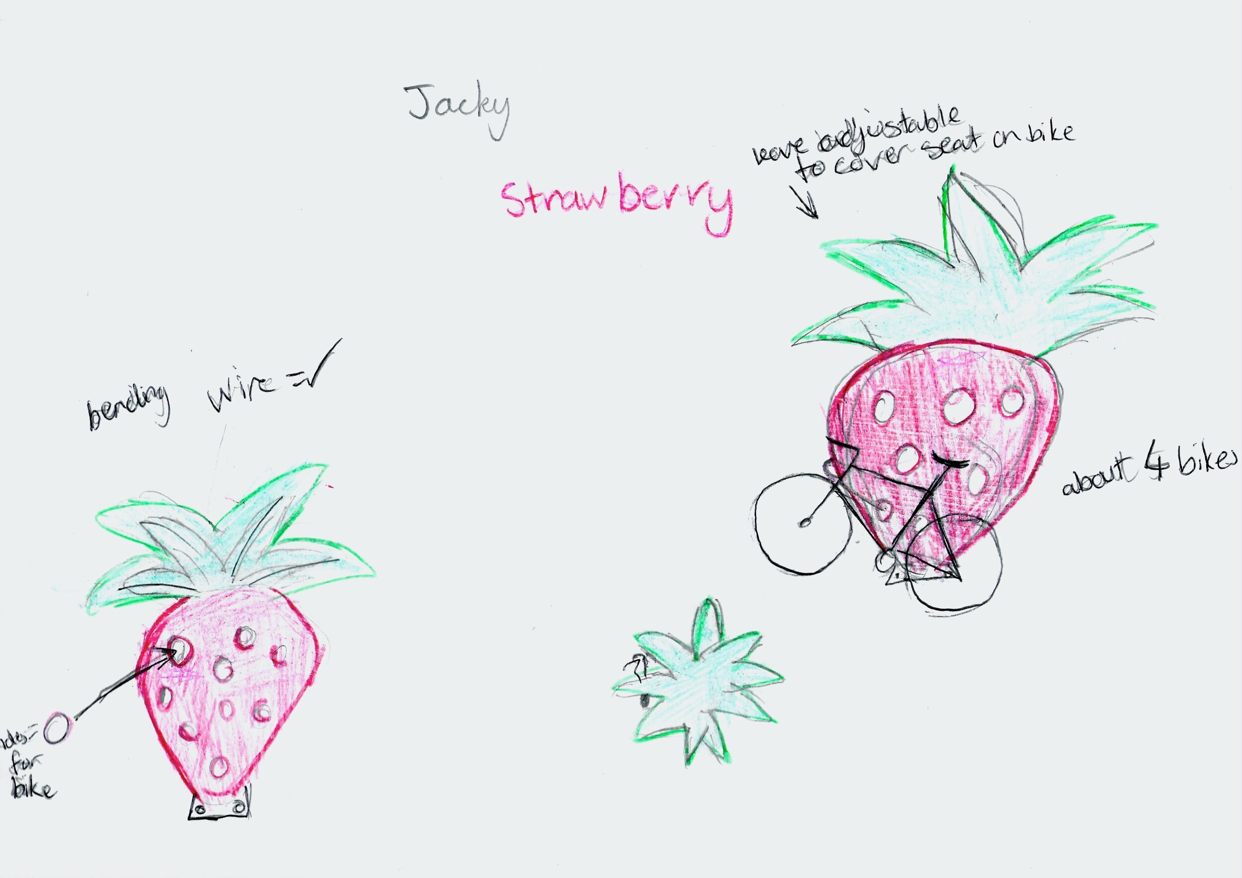 kid's strawberry bike rack design sketch