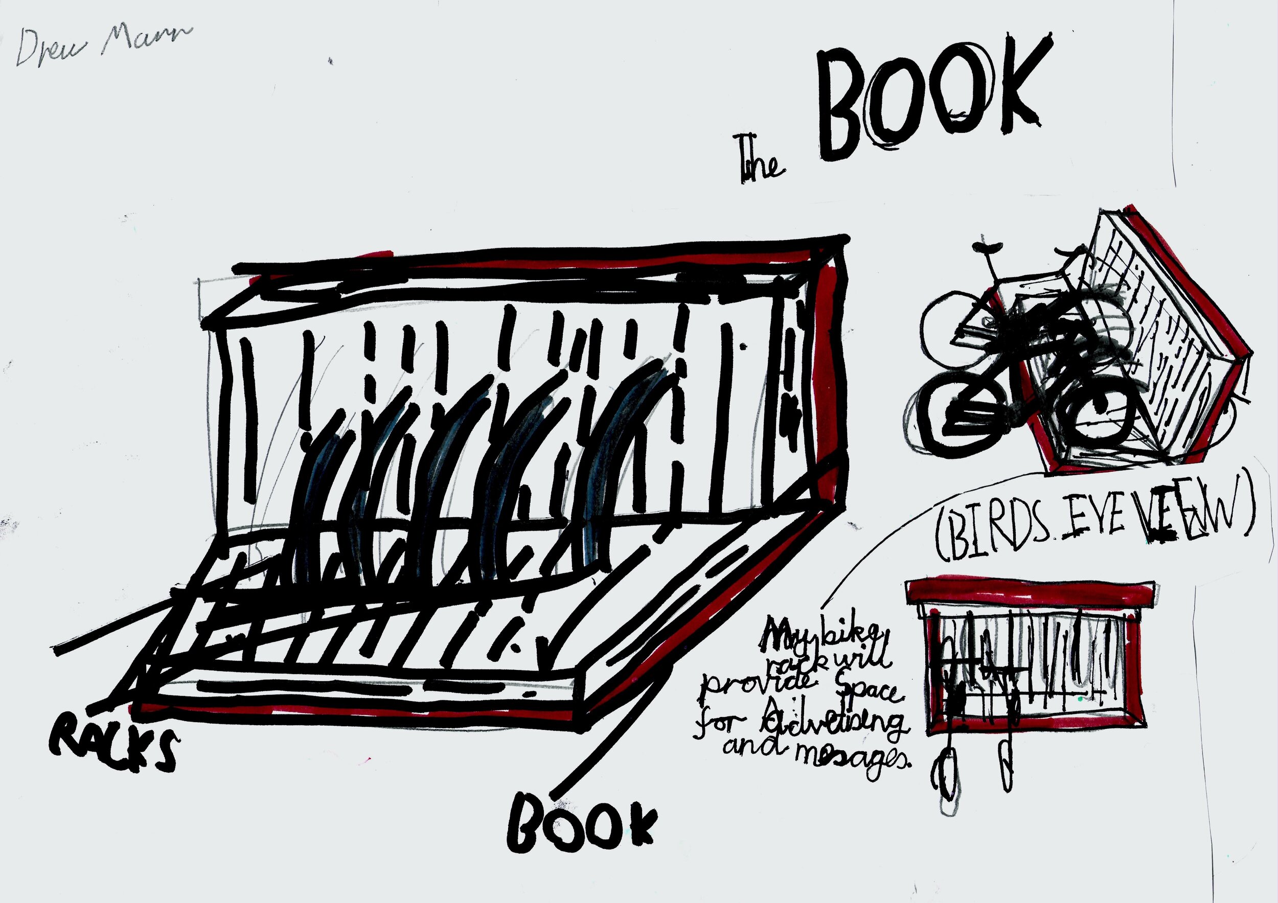 Book bike rack design sketch by pupil at Blackness Primary School