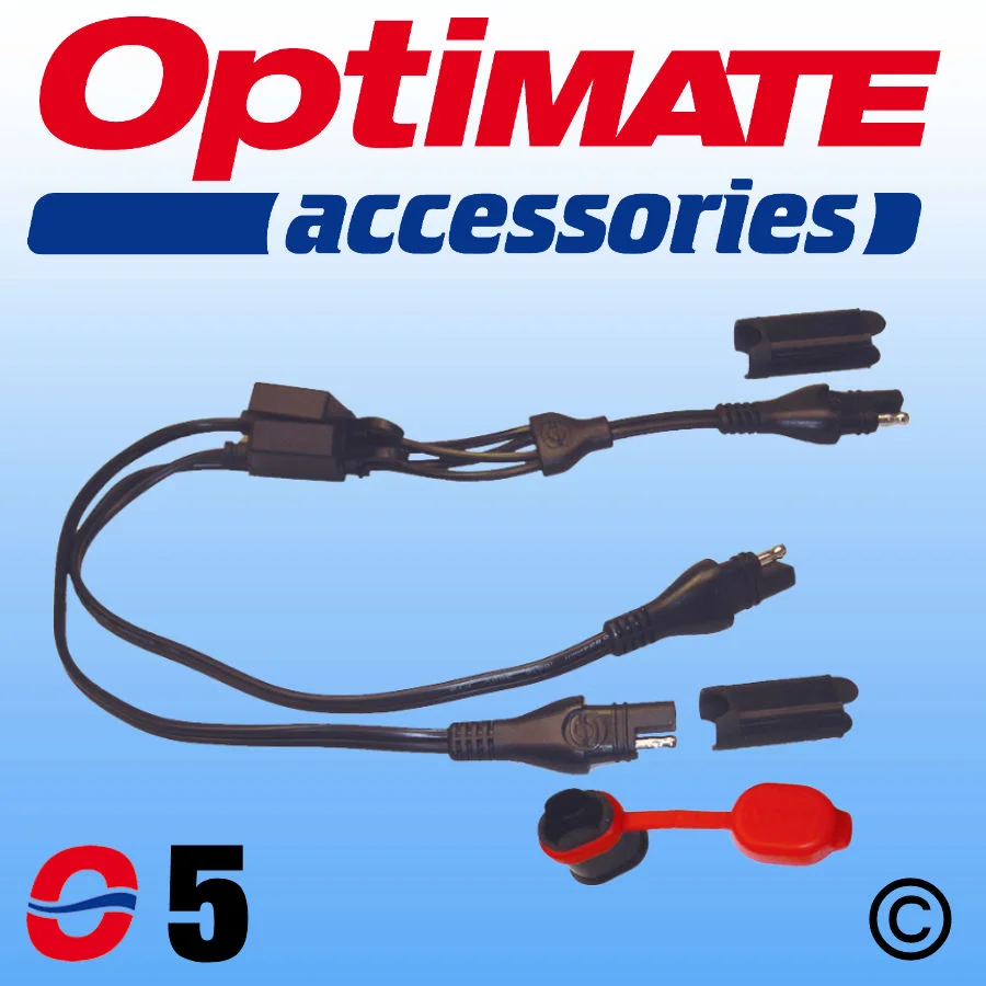 O5, O-05, O-5, OptiMate SAE Y Splitter Battery Lead Accessory, Fused, 2 into 1, for Motorcycle