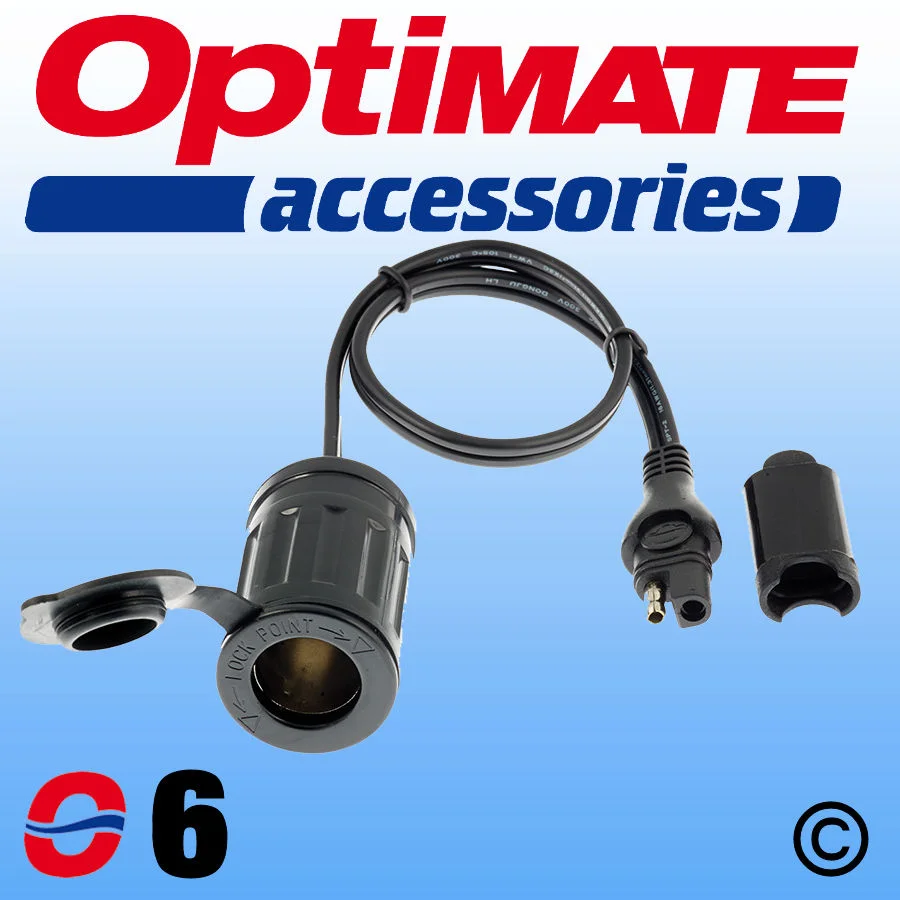 O6, O-06, O-6, SAE76, OptiMate SAE Cigarette Lighter Socket Battery Lead Accessory, Weatherproof, for Motorcycle
