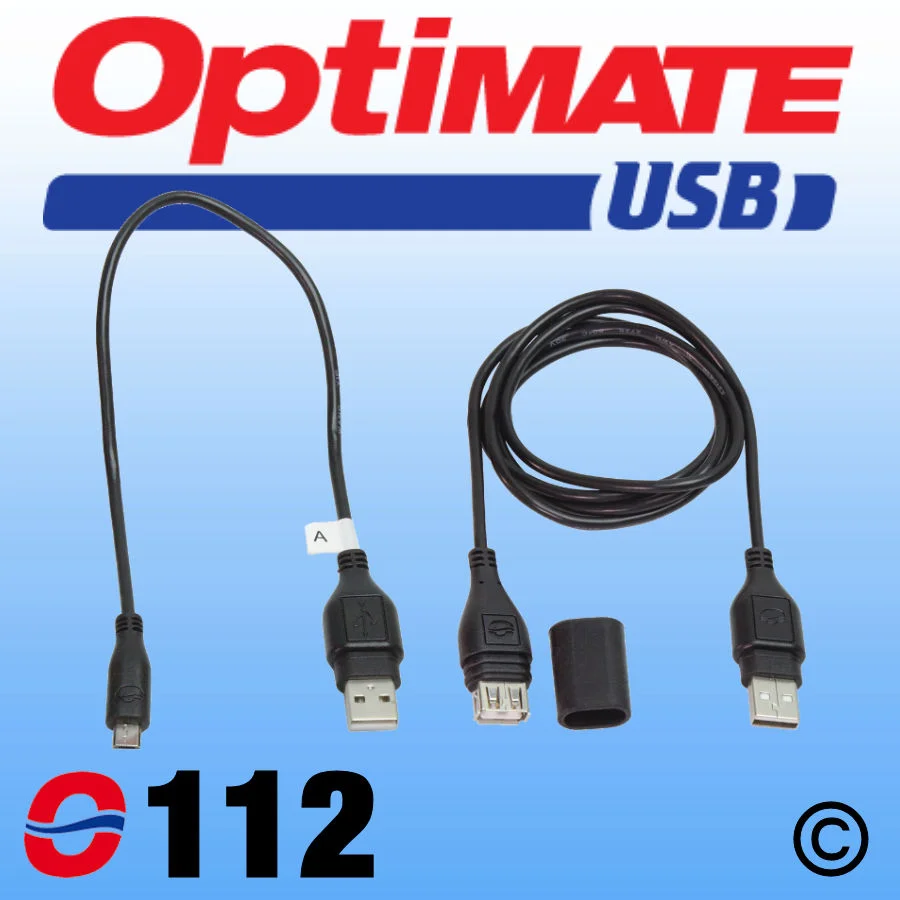 O-112, O112, OptiMate USB Cable Kit MICRO Weatherproof Accessory Lead, for Motorcycle