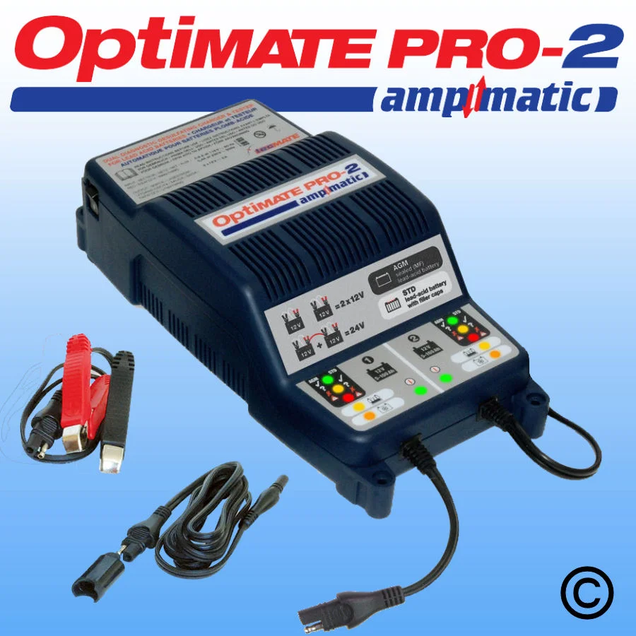 TS180, OptiMate PRO2 Battery Charger, Maintainer, Trickle Charger, Professional Workshop, Optimiser for Motorcycle
