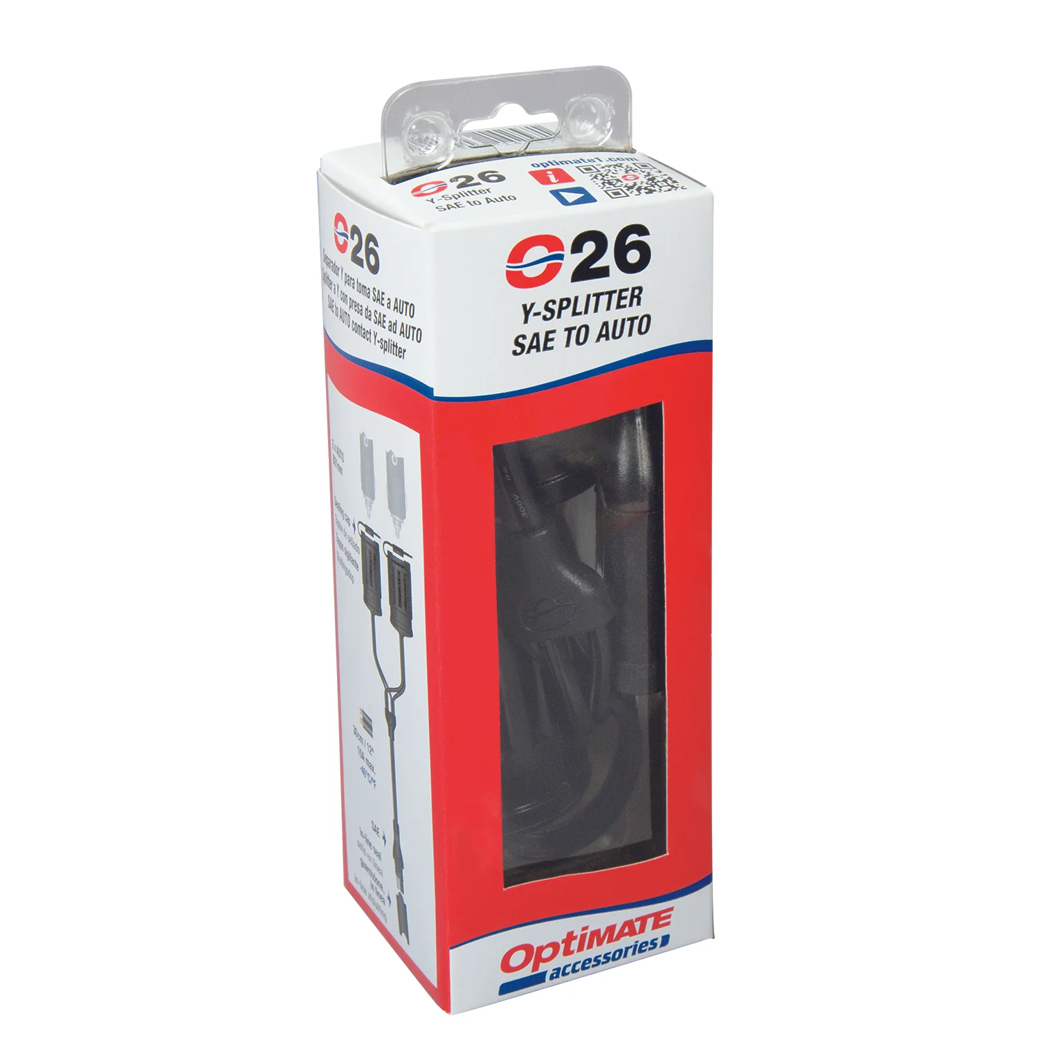 O26, O-26, OptiMate SAE Y Splitter Cigarette Lighter Battery Lead, 2 into 1, for Motorcycle