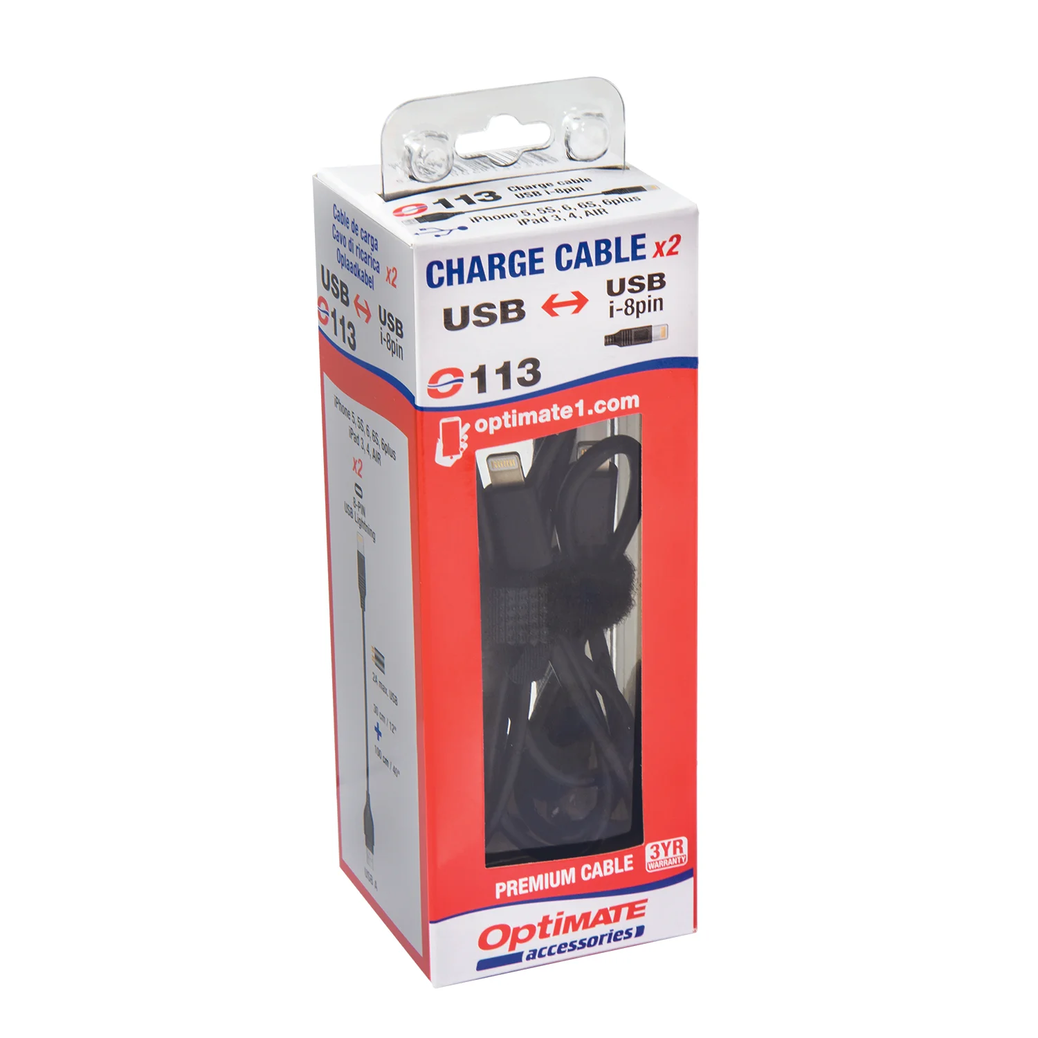 O-113, OptiMate USB Cable Kit Apple Lightning Weatherproof Accessory Lead, USB, for Motorcycle