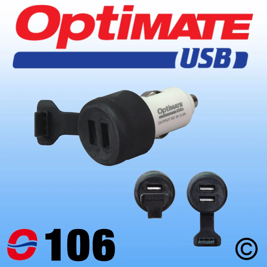 O-106, OptiMate USB Charger Cigarette Lighter Plug Weatherproof Accessory Adapter Lead, for Motorcycle