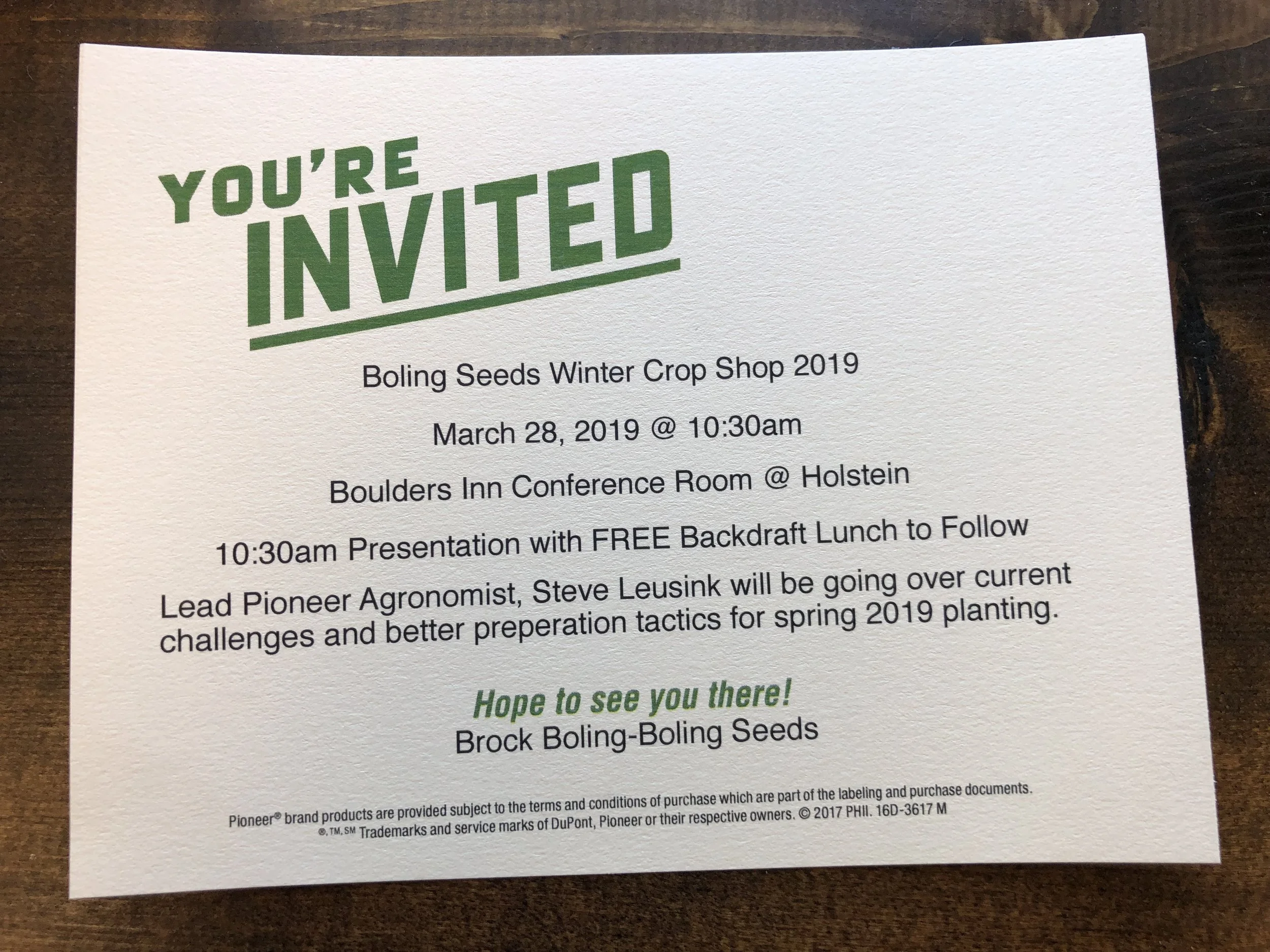 Winter Crop Shop Meeting