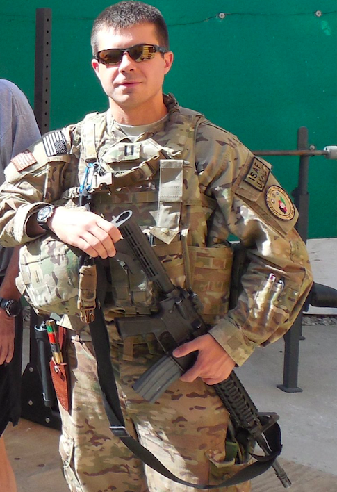 Mayor Pete serving as a Lieutenant in the USN while being deployed in Afghanistan. Photo: Medium