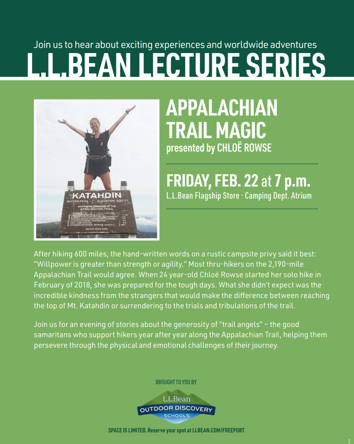 LL Bean Winter Lecture Series - "Trail Magic on the Appalachian Trail" 