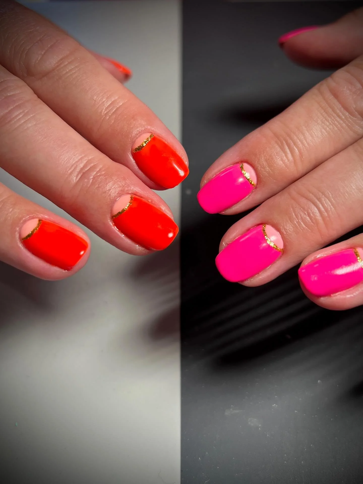 Are you feeling orange or pink? Have both

Using @biosculptureuki 
Poco Pop
Belle of the Bop
Peach Sorbet 
Strawberry Gelato 
Gold

Also in my trusty kitbag I use @elim_uk @labology3 @lucypastorellitools_ @nails_luxeofficial 

#Mobilenailtech #mobile