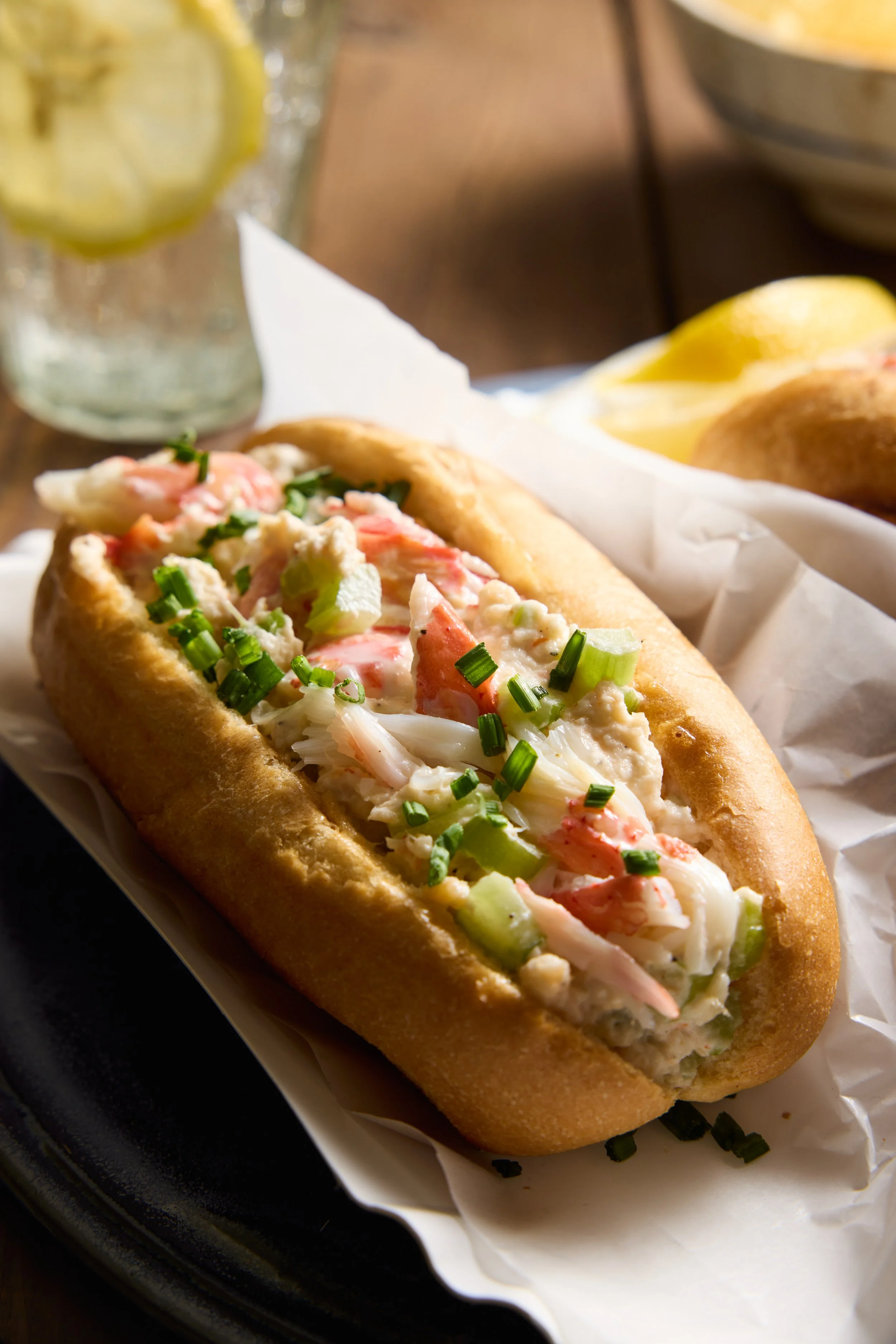 Maine Lobster Rolls: "Capturing the fresh, coastal essence of Maine Lobster Rolls. Styled with minimal, crisp elements to highlight the premium ingredients and ocean-to-table appeal."