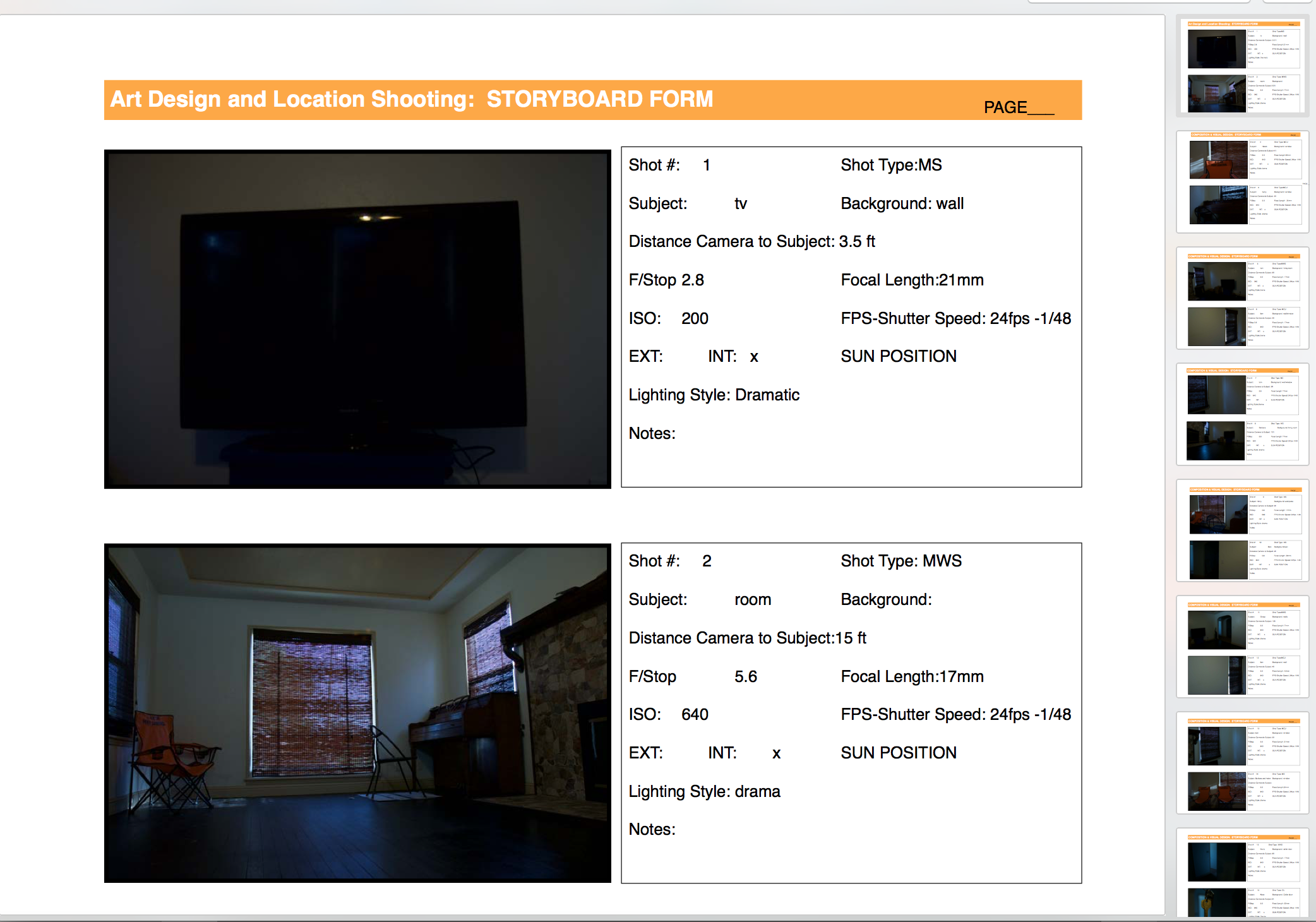 Night of the Living Dead storyboard file screenshot