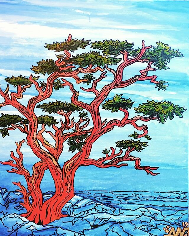 My first painting since my lightning strike injury. I had to go through extensive rehabilitation because I had lost my fine motor skills in my right hand. So this #pnw focused #madronetree has #organic #natural and #metaphoric energy layered into the