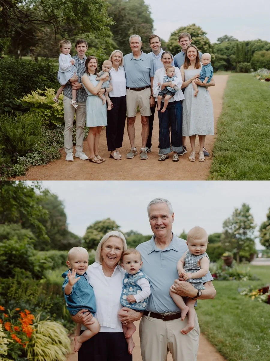 Looking for photos of your whole crew? Our Generation Sessions have got your back!

This is an expanded version of our immediate family session, with more time built in for the whole extended fam. We take photos of every breakdown you&rsquo;d like, p