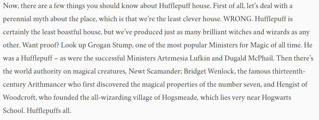 An excerpt of Jk Rowling's welcome message to Hufflepuffs sorted on Pottermore.