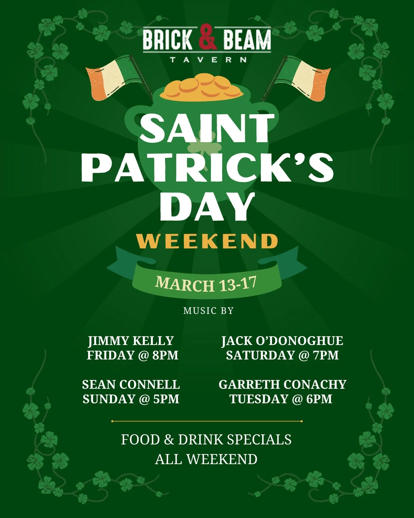 THE PARTY STARTS FRIDAY☘️🇮🇪 Live music, food &amp; drink specials, and perfect pints all weekend long!🍺