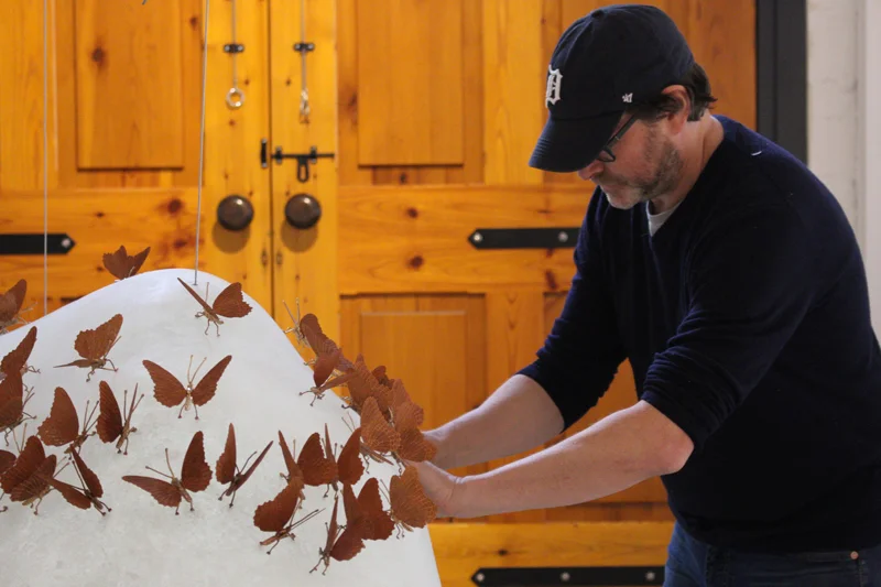 Butterfly Asteroid - installation of Butterfly Asteroid at the Center for Art in Wood. October 2017. 
