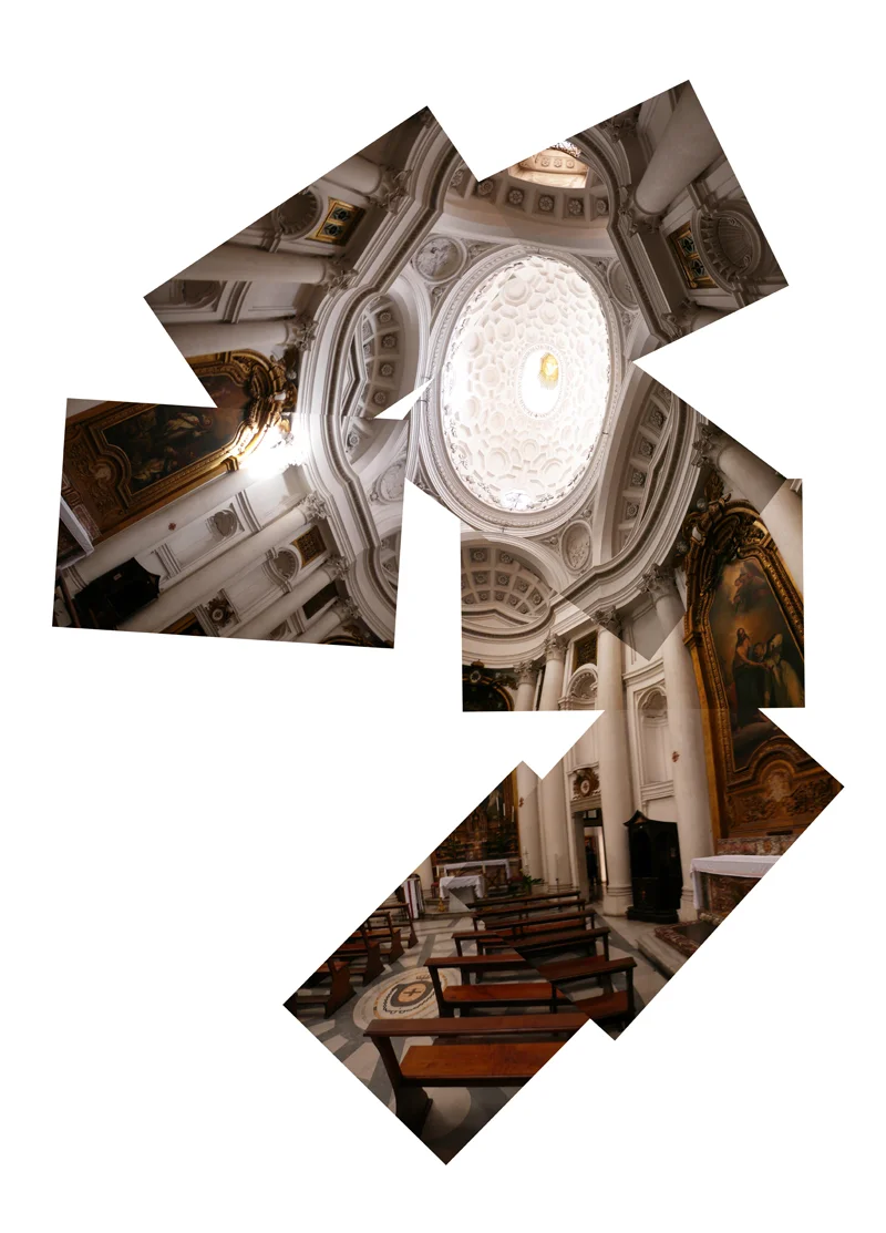 Super Series - Di Sotto En Su - pattern - early collage of Borromini's San Carlo Allie Quattro Fontane, Rome. 
