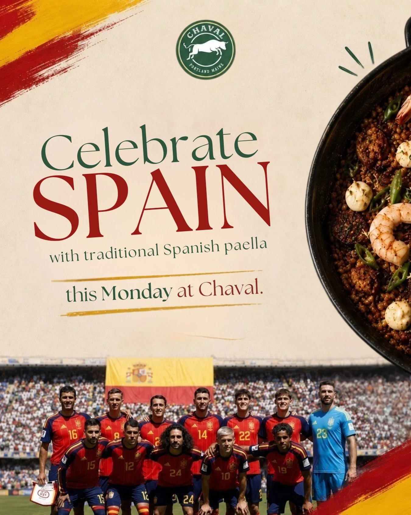 🇪🇸🏆 World Champions!

From Chaval, a little corner of Spain in Portland, Maine, we want to congratulate @sefutbol on winning the 2026 FIFA World Cup. A victory that fills every football and Spanish culture lover with pride.

To celebrate properly,