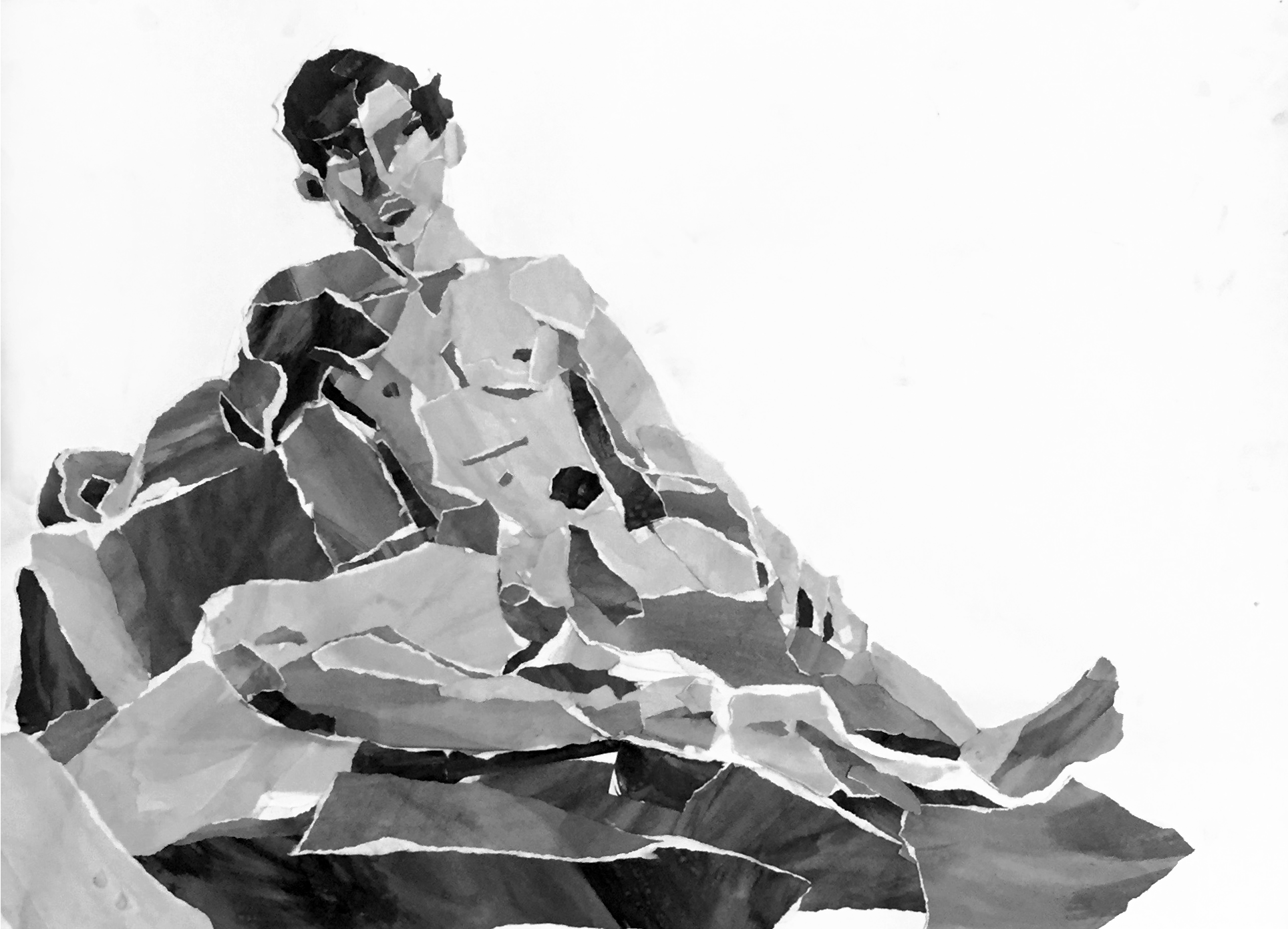figure study in collage