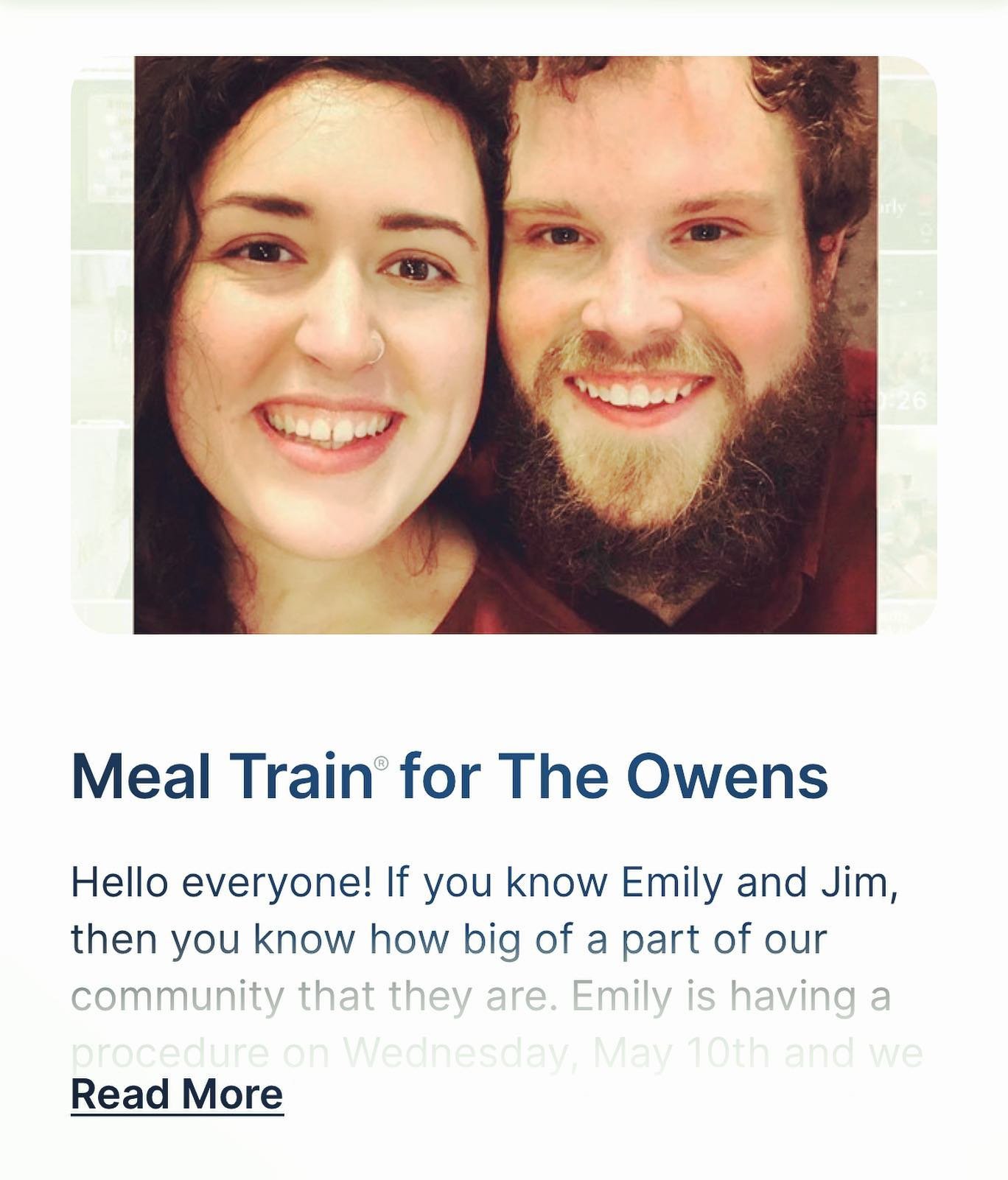 Meal Train for the Owens.  Link to sign up on the profile page. Let&rsquo;s love them well. @jimcowens @skebalou