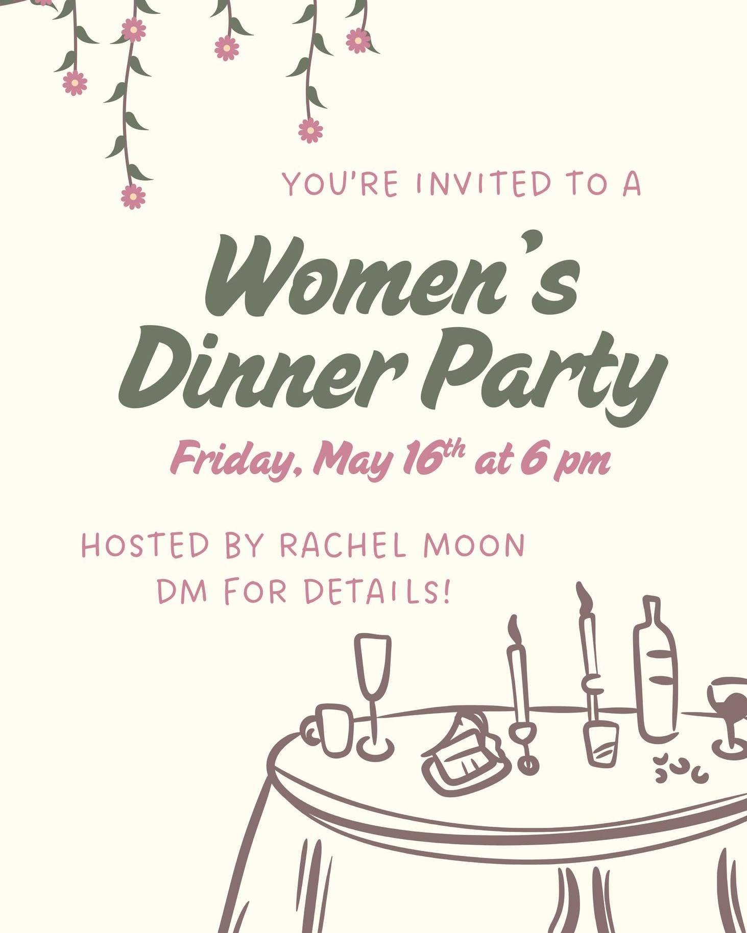 Plan to join the women of our church for a Friday night dinner together at Rachel Moon's house! It will be a sweet and inclusive time (it always is.) Reach out for more info! #chattanoogawomen