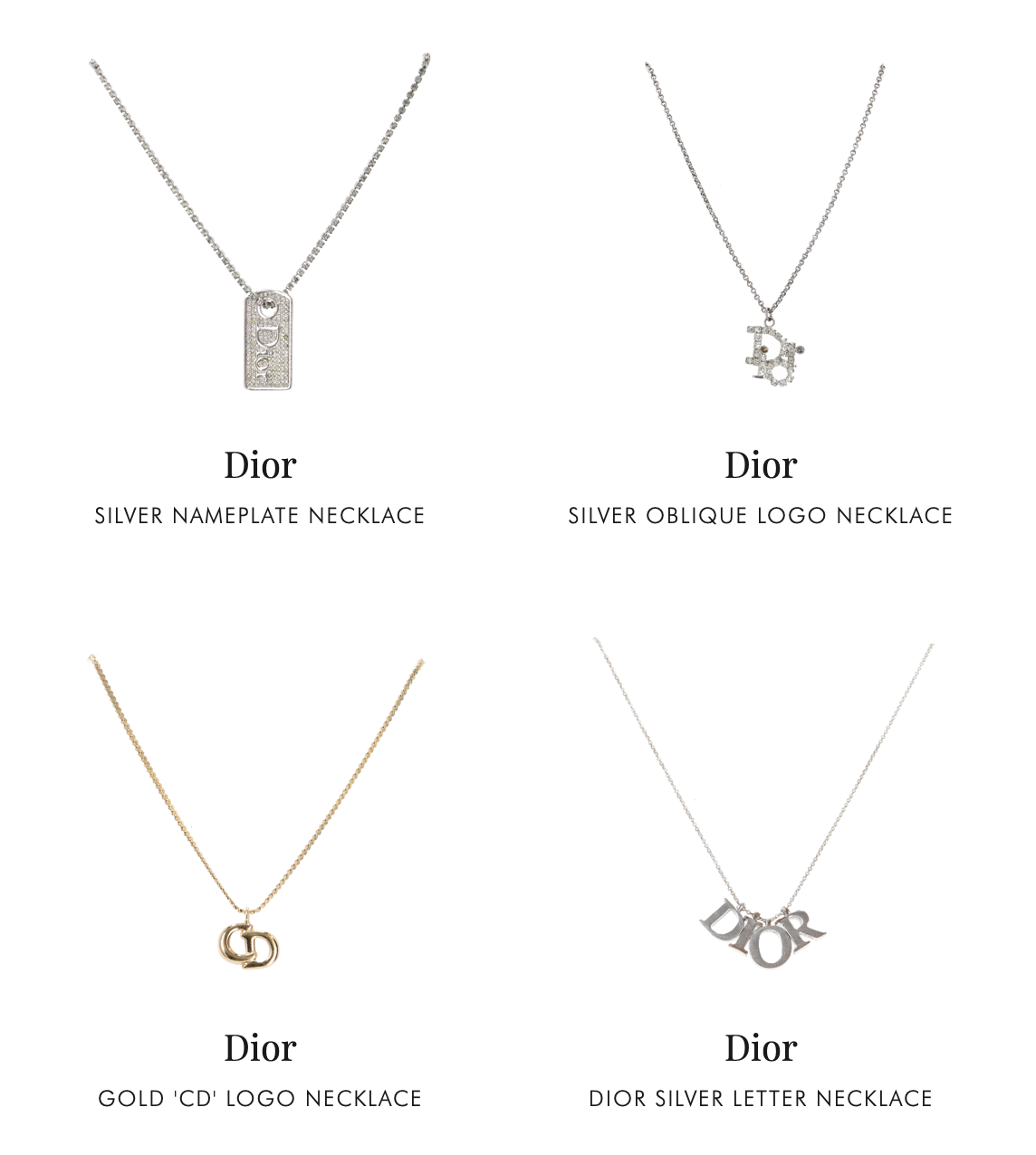 Christian Dior Vintage Floral Letter Drop Necklace | Rent Christian Dior  jewelry for $55/month - Join Switch