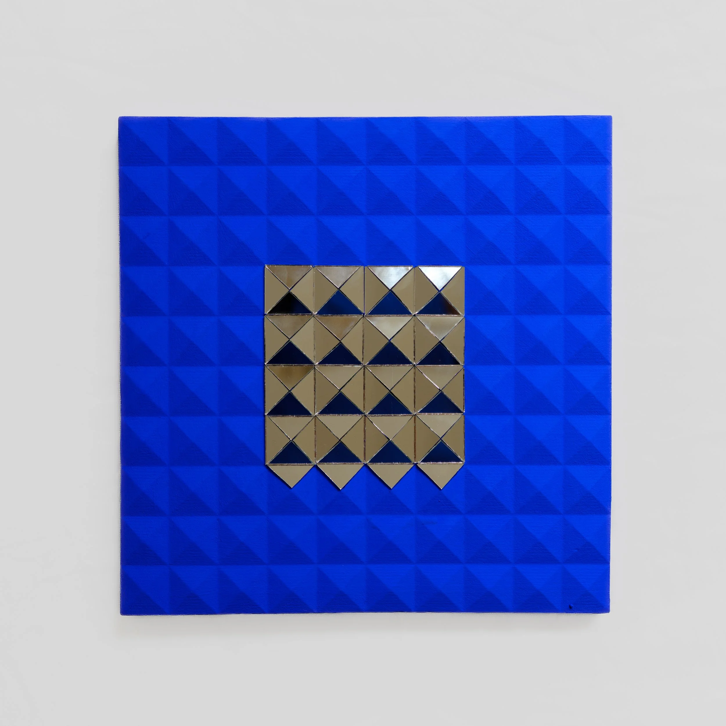 Blue #1, Mirror on plaster, 2025 – 21x21 cm
