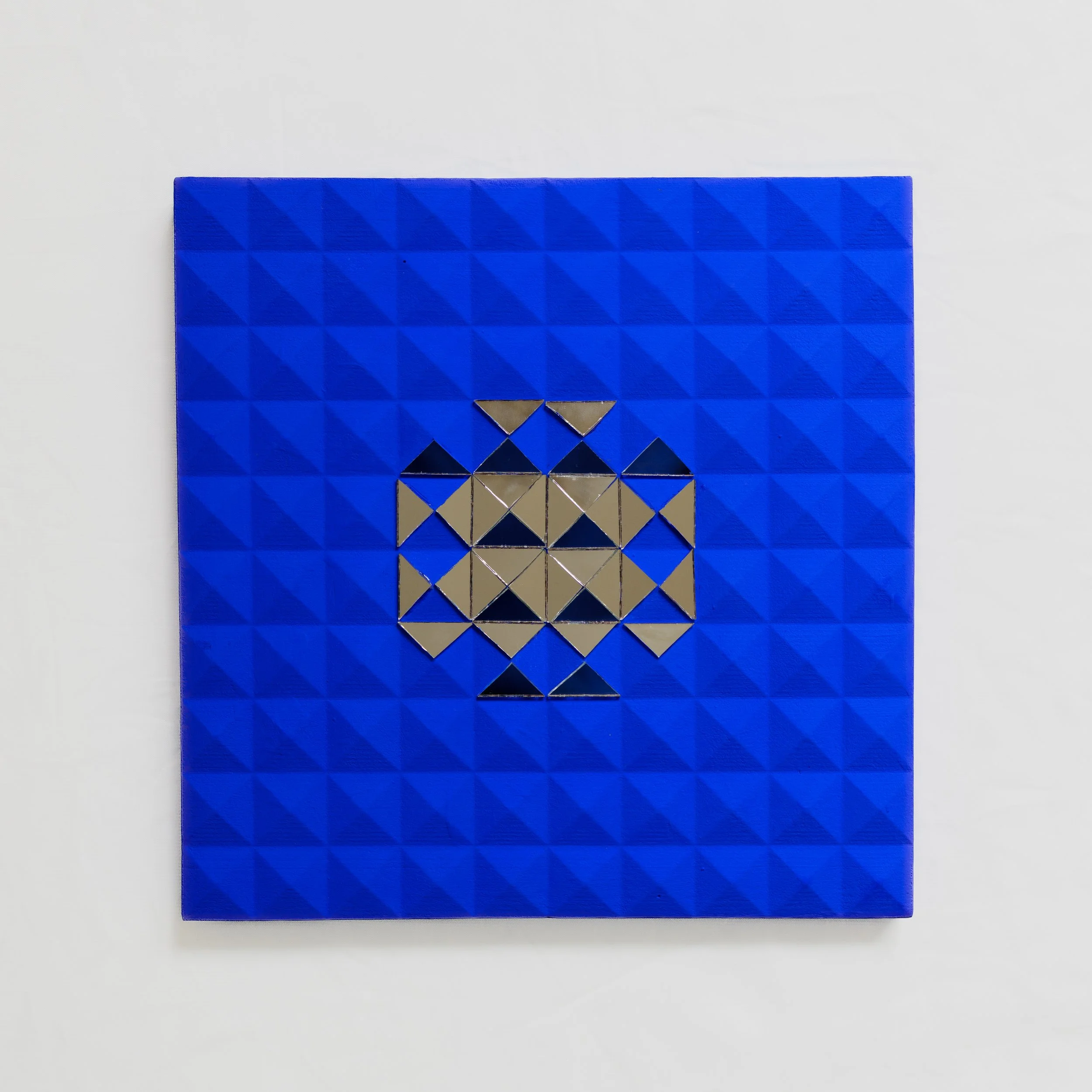 Blue #2, Mirror on plaster, 2025 – 21x21 cm
