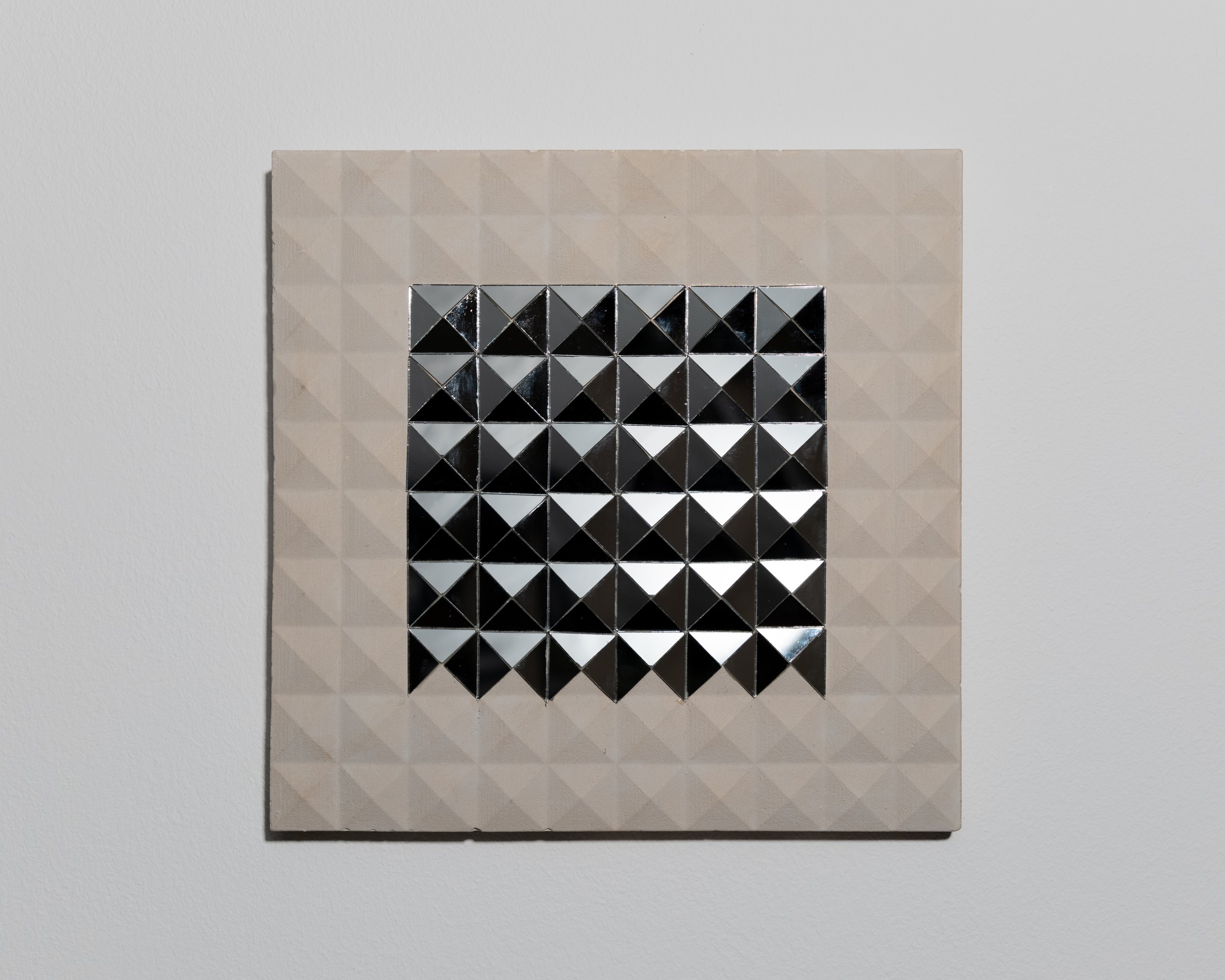 Untitled #9, Mirror on plaster, 2024 – 21x21 cm