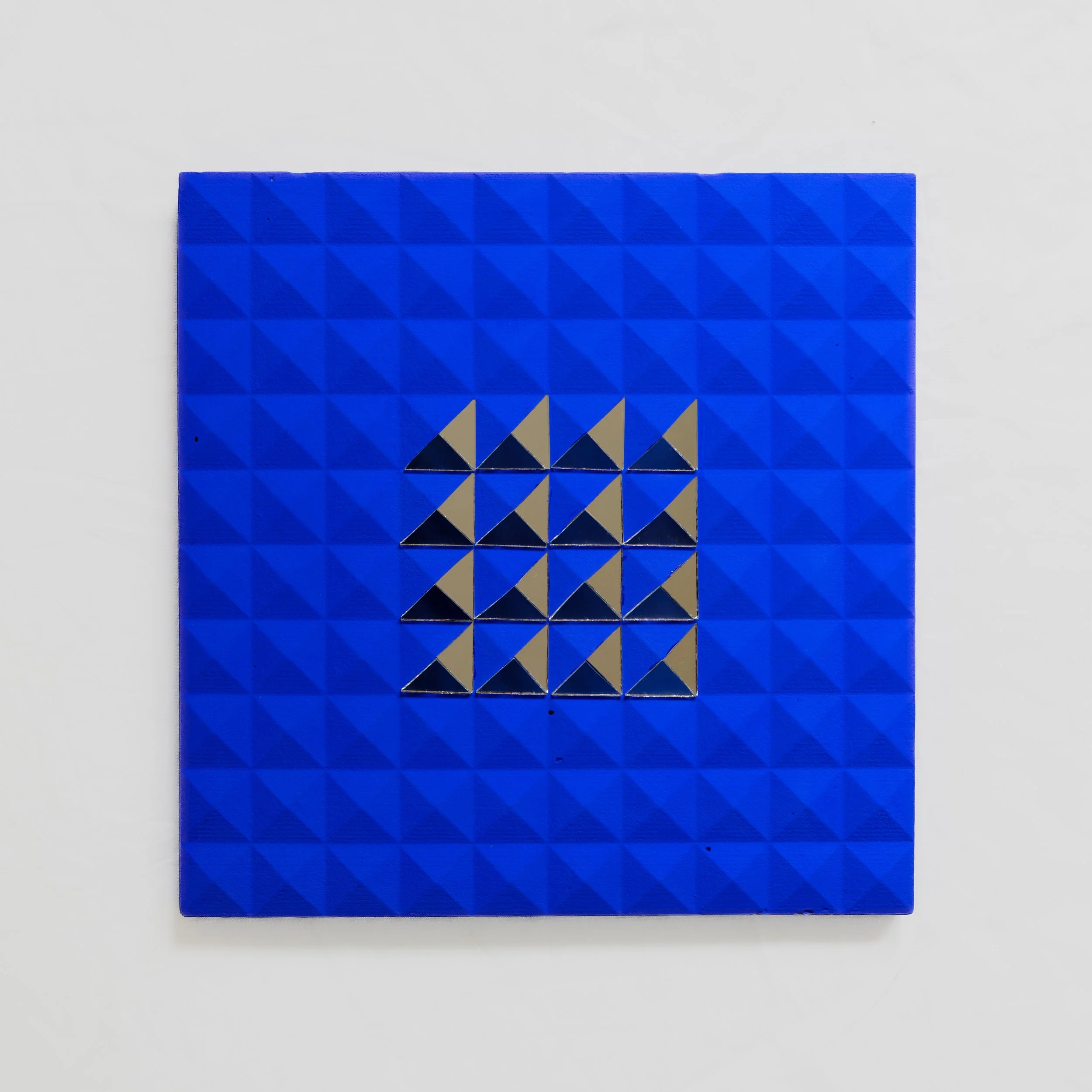Blue #4, Mirror on plaster, 2025 – 21x21 cm