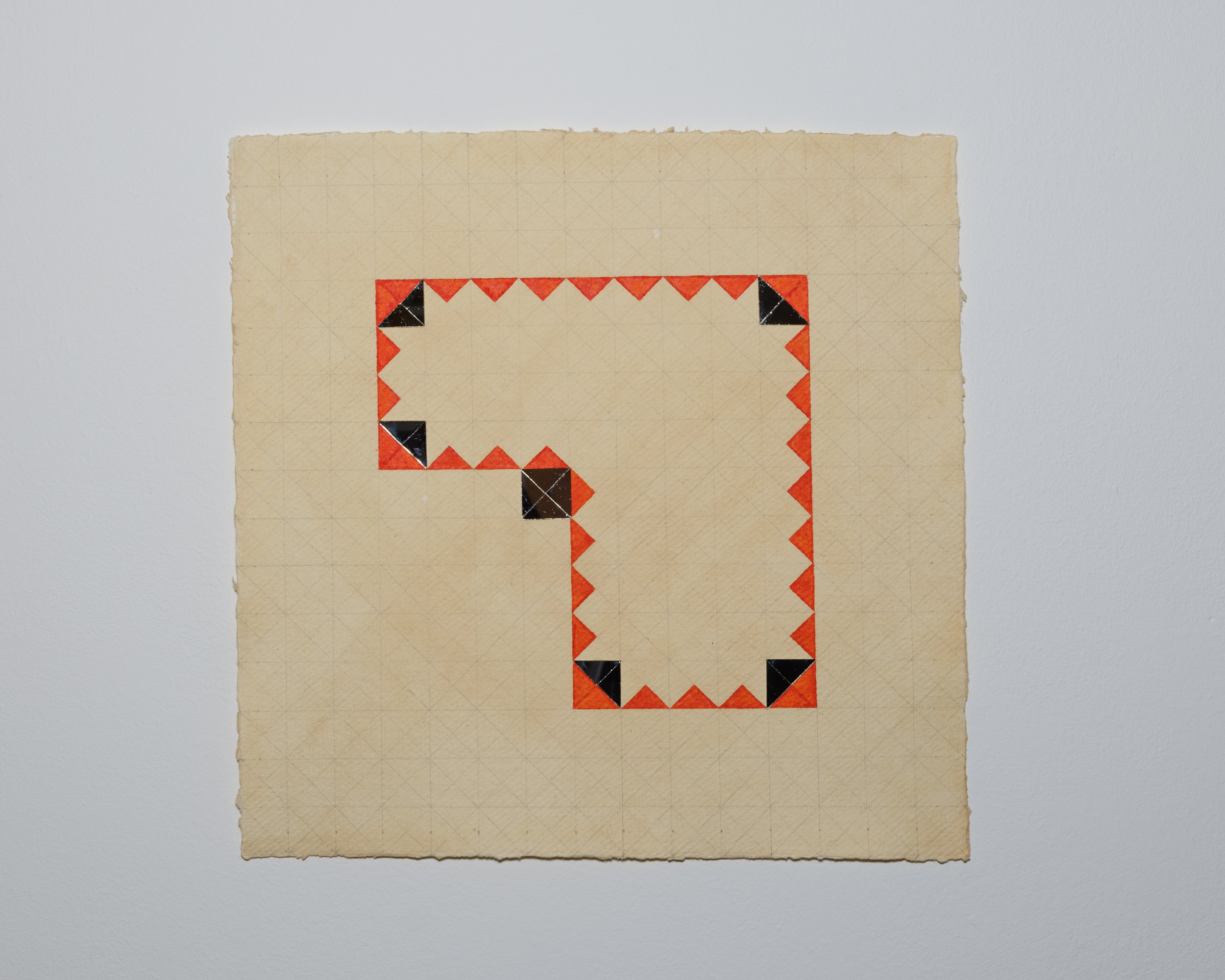 Mirror and Ink #5, 2024, Khadi Paper, 320gsm, 30×30 cm