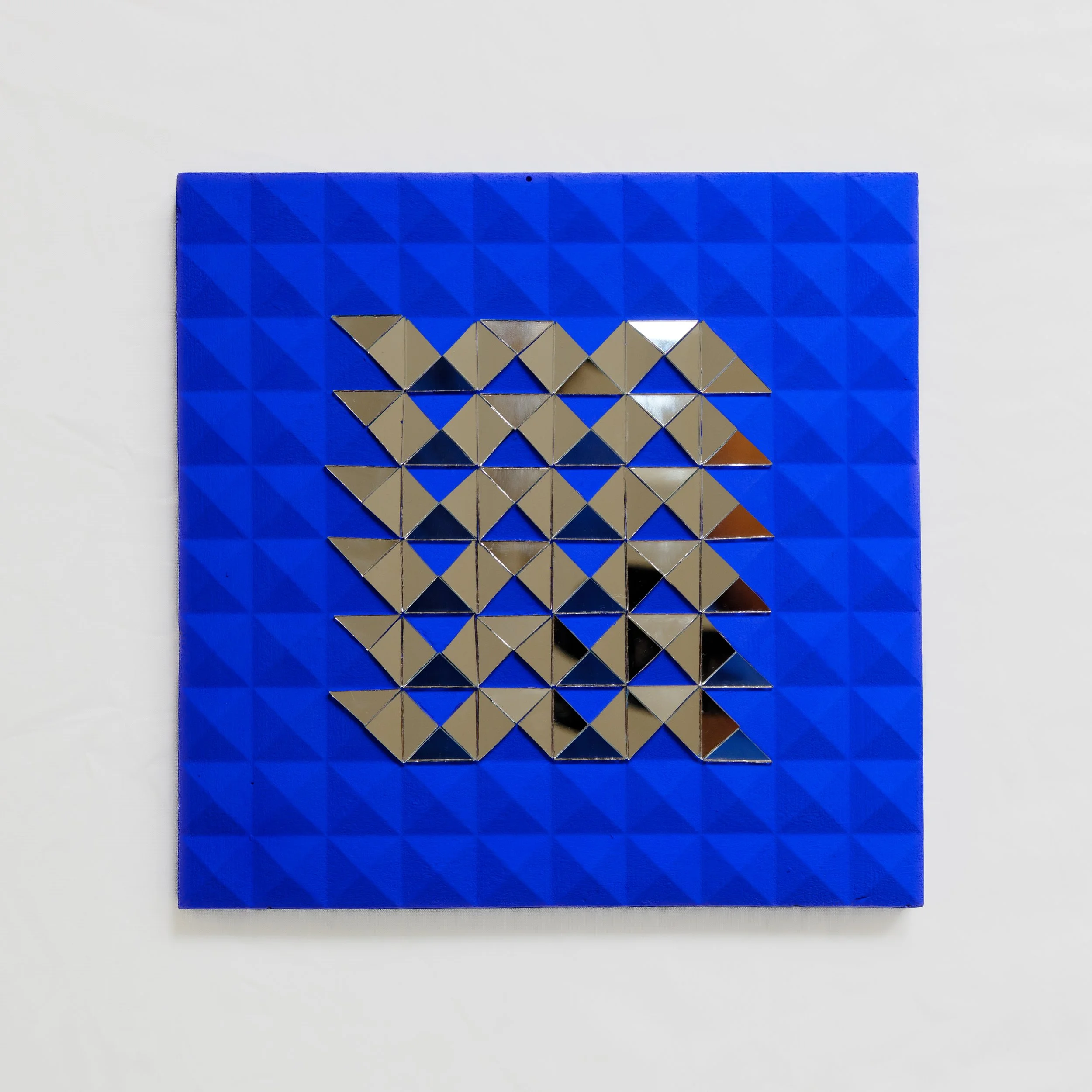 Blue #3, Mirror on plaster, 2025 – 21x21 cm