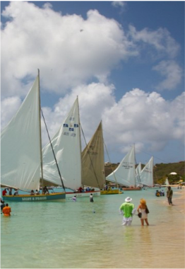 SAILING AND BOAT RACING Sailing in Anguilla has a long and deep history, firmly rooted in the history of the island itself. The tradition started in the early 1900's when, due to a declining economy, Anguillan were forced to sail to neighbouring island for weeks or months at a time to find work in order to provide for their family. Overtime, the sailors on their way back to Anguilla started racing each other, unknowingly creating a tradition that would not only live on, but also anchor itself deep into the island's cultural identity.