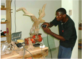CHEDDIES CARVING STUDIO An internationally acclaimed sculptor specialised in driftwood, walnut and mahogany, Cheddie Richardson's creations range from birds, dolphins and fish to human beings. Located on Albert Hughes Drive.