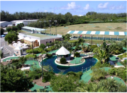 BERMUDA GOLF ACADEMY The Golf Academy features a 300-yard driving range, an 18-hole practice chipping and putting green with night lighting until 10pm, 35 practice bays (including 25 covered), and a clubs and balls rental service. Furthermore, the 18-hole mini golf course makes it a fun destination for players of all ages and all levels. Located on Industrial Park Road, Southampton.