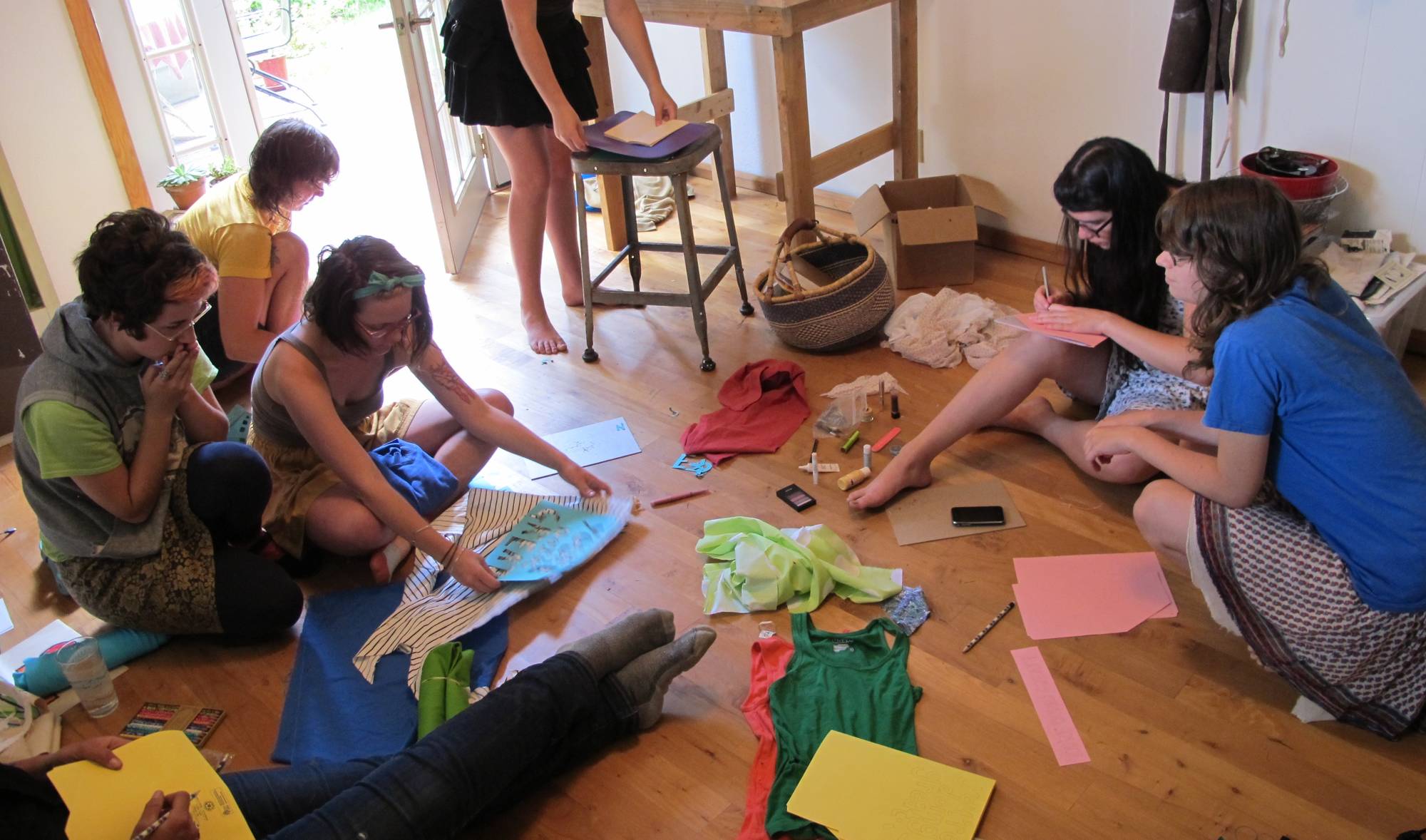  Camp Out took place on August Farm in the Pacific Northwest in the summer of 2012 with a small group of female-identified young adults, ages 18 to 23. Through collaborative education, leadership, skill sharing, and investigating methods of employing