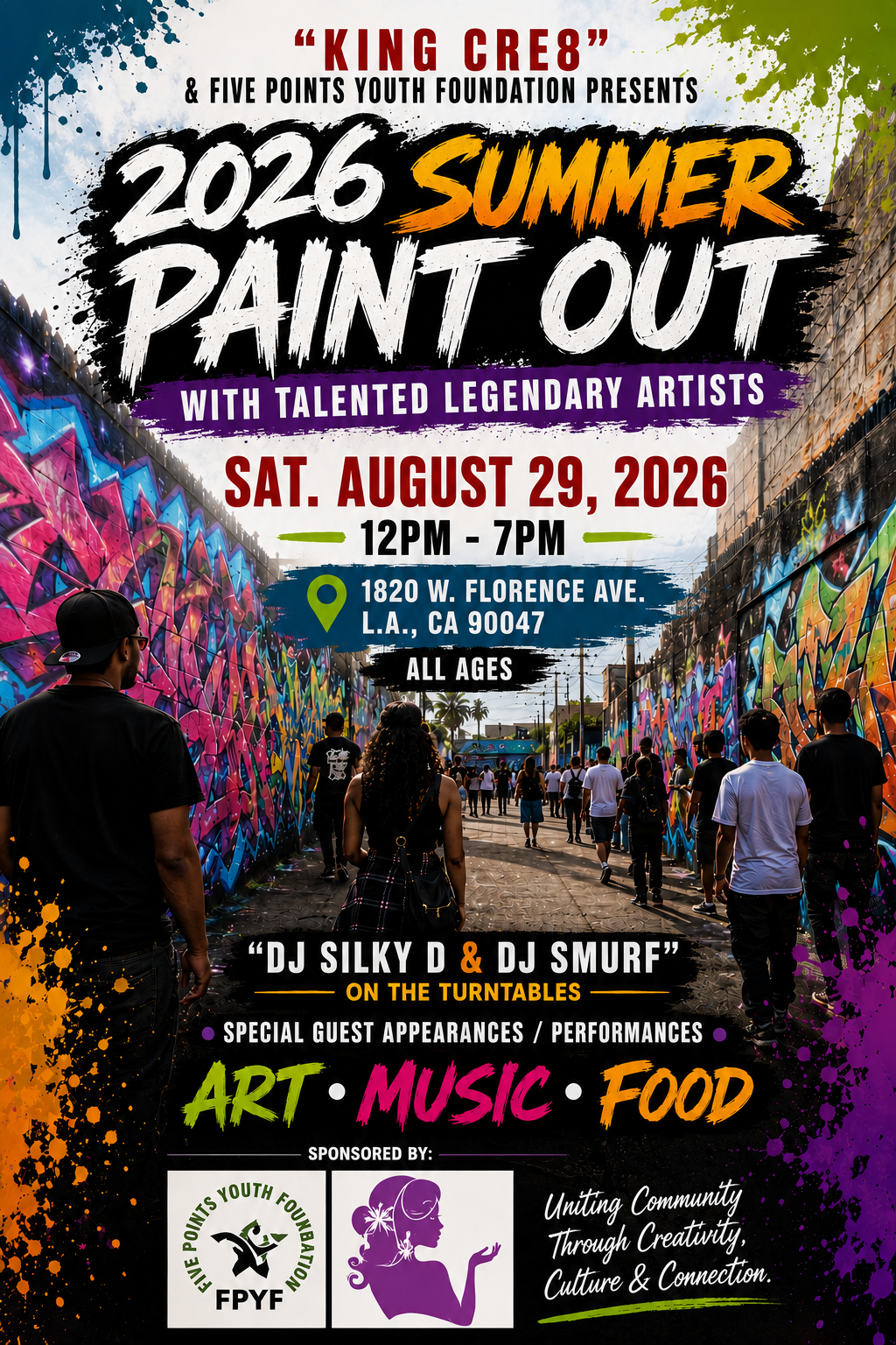 King Cre8 &amp; Five Points Youth Foundation Presents: 2026 Summer Paint Out with Talented Legendary Artists   