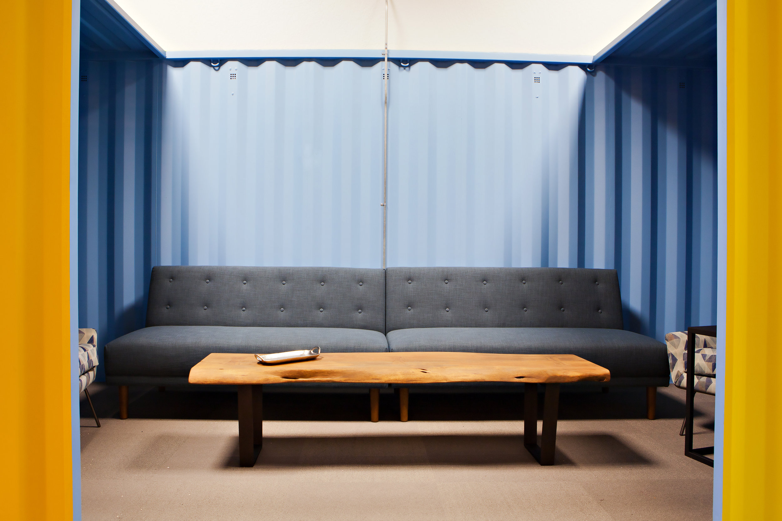 A shipping container turned lounge...