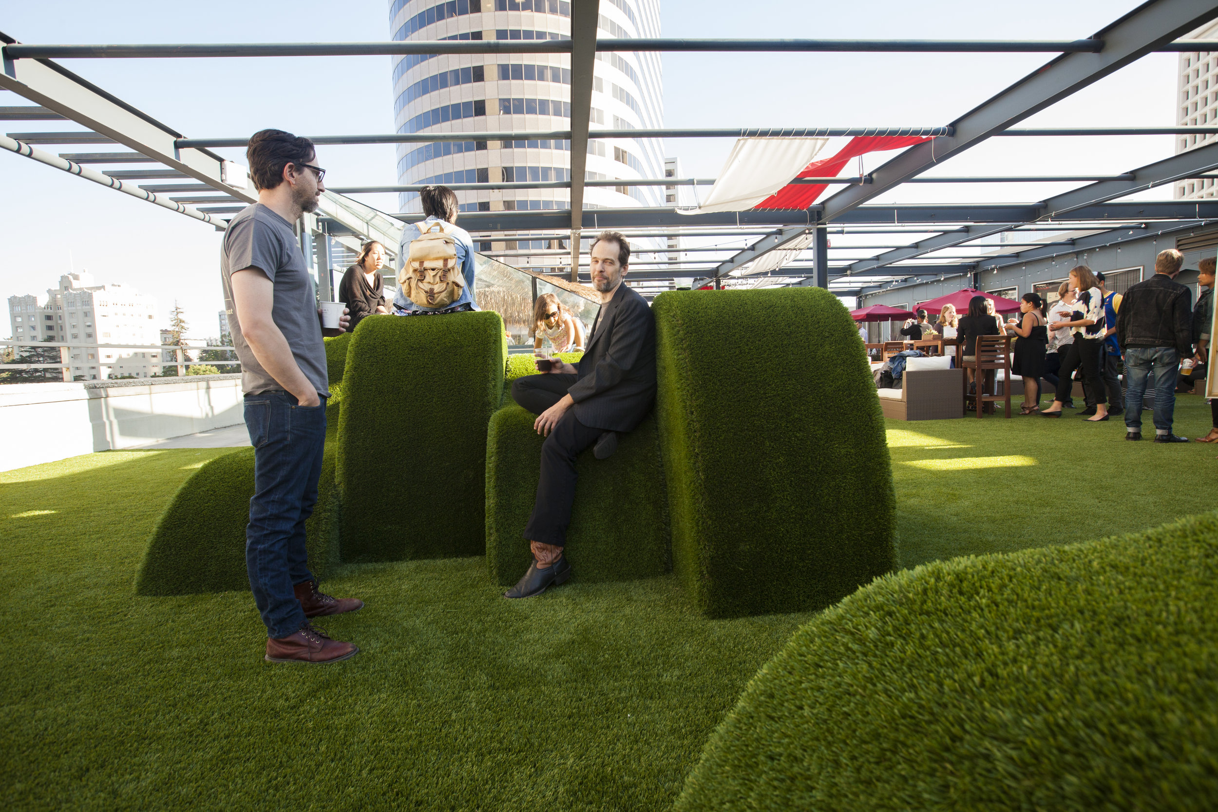 Tiki bar, Turf floor, Turf Hills, Lounge Seating and more, how could you not have fun up here!