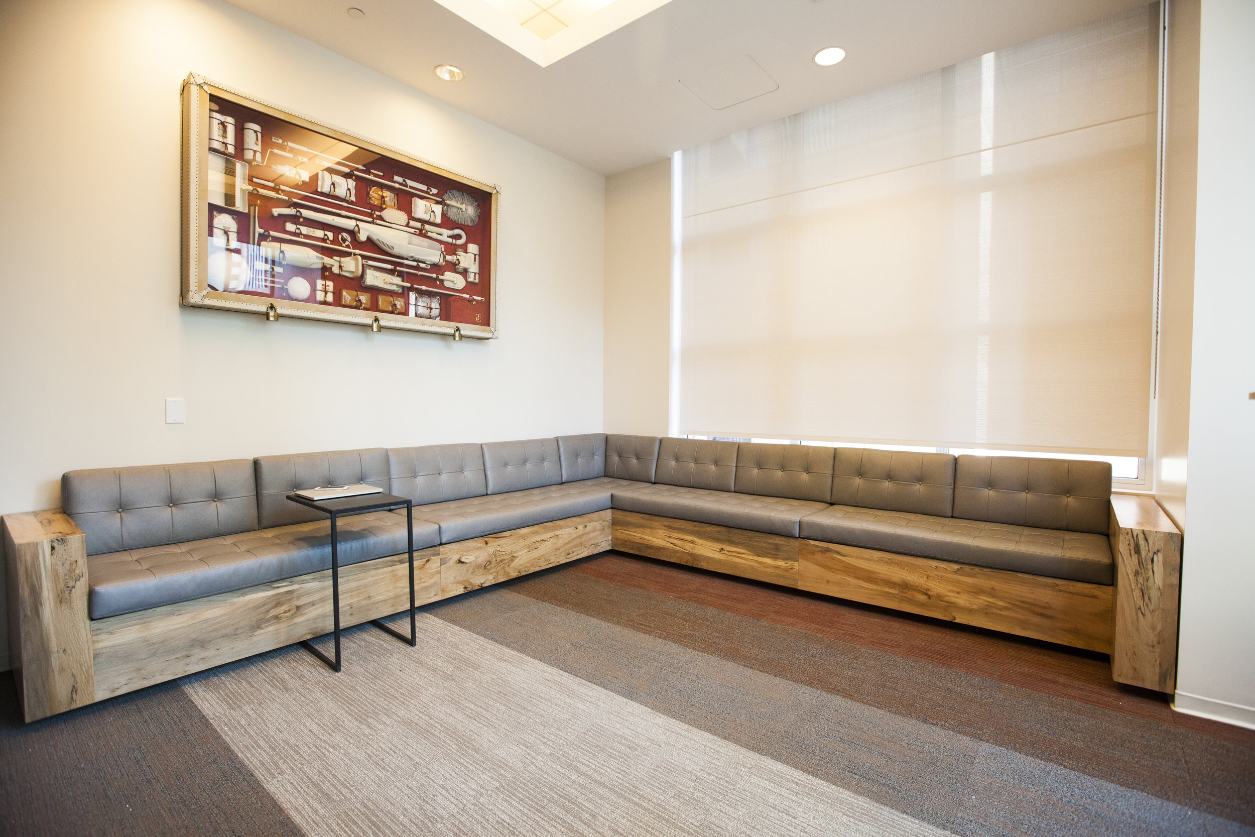 Our sycamore clad modern couch is a simple, classic and functional design, created to fit perfectly into this space.