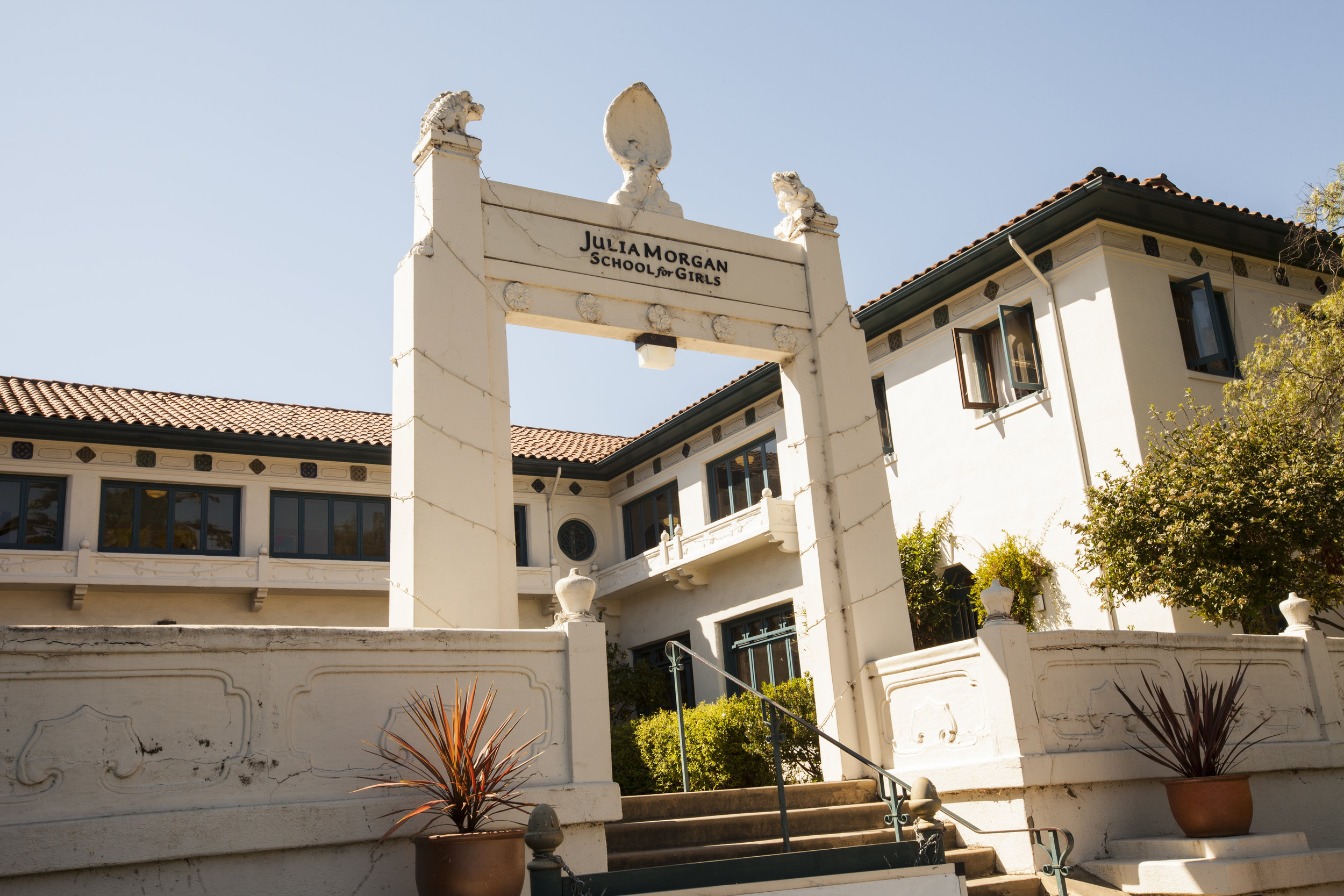  The front of the Julia Morgan School for Girls built in the 20's. We always take into consideration the entire building and environment when designing for a project. 
