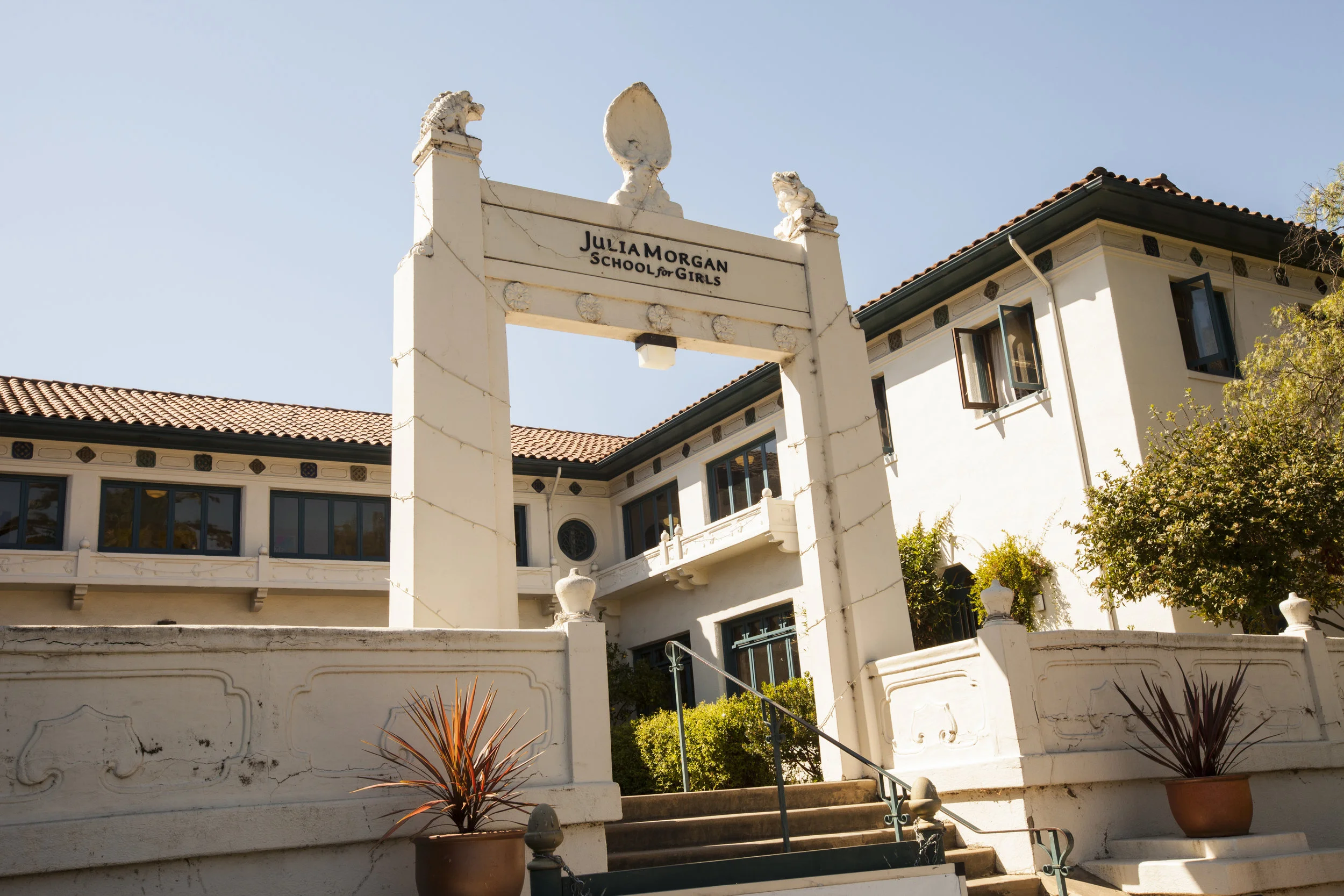 The front of the Julia Morgan School for Girls built in the 20's. We always take into consideration the entire building and environment when designing for a project.